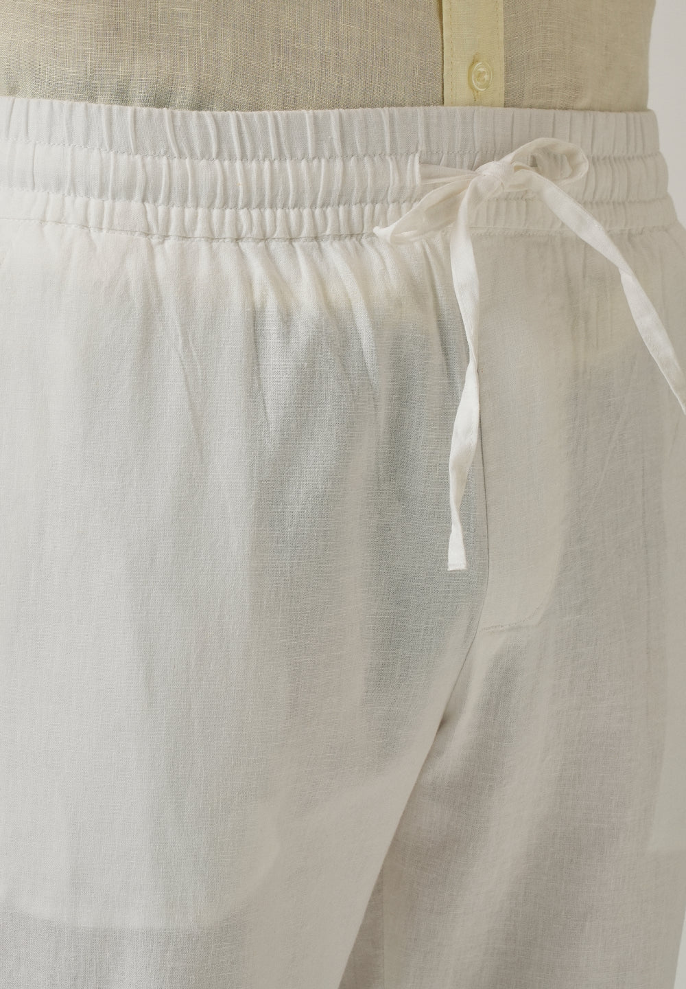 Drawstring White Linen Pant