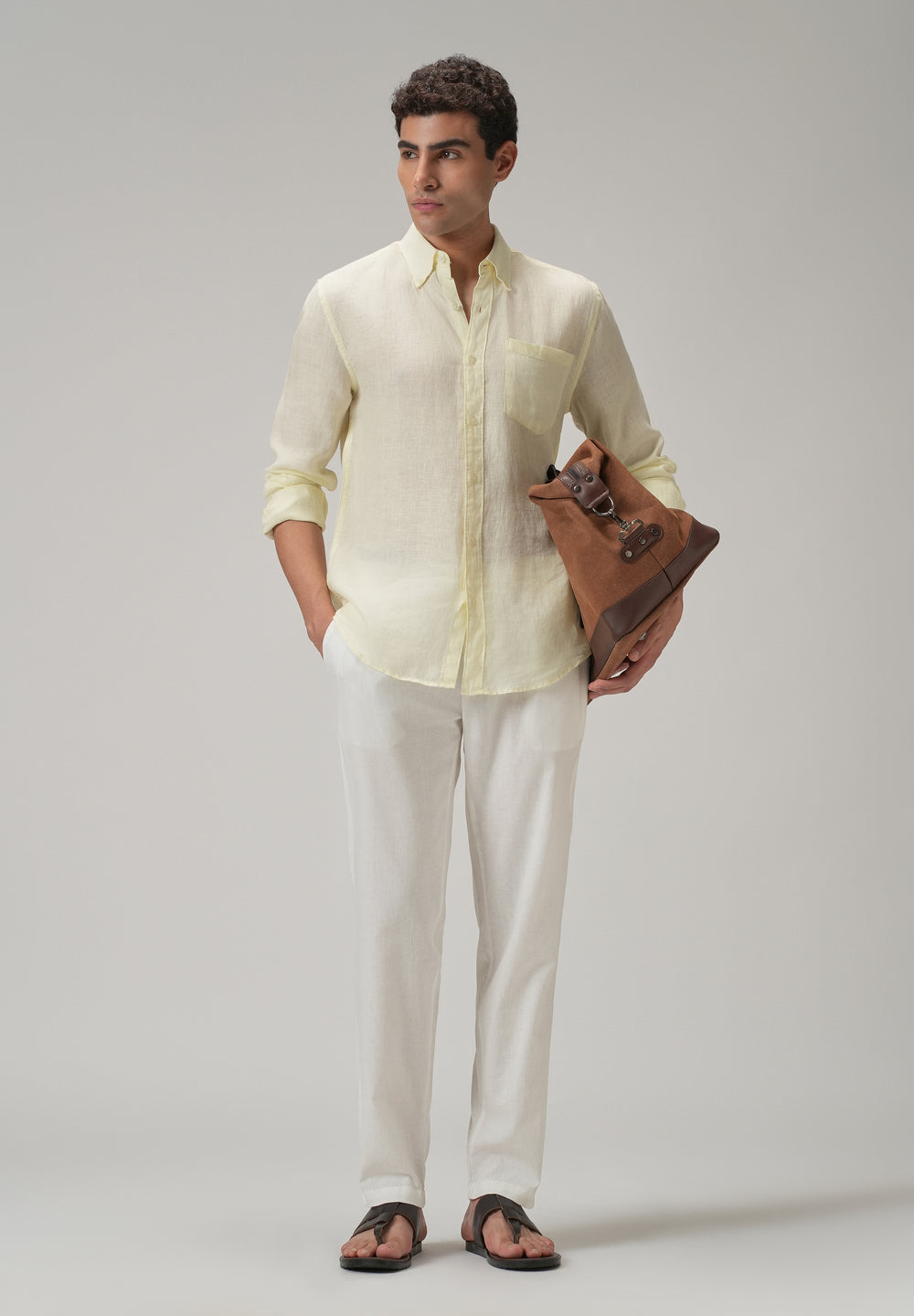 Drawstring White Linen Pant