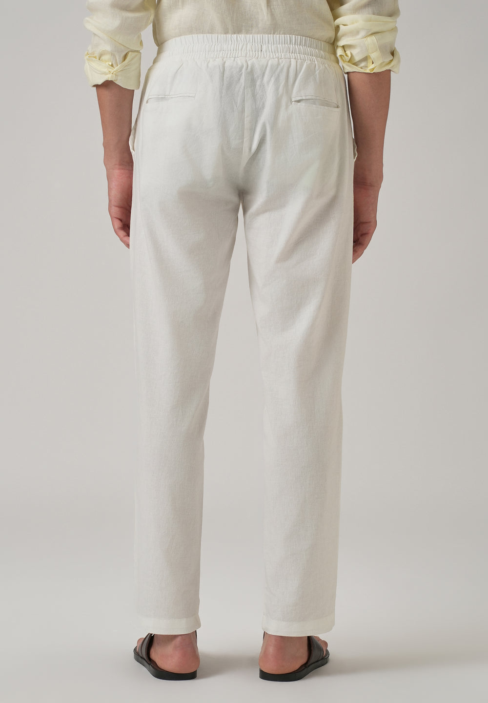 Drawstring White Linen Pant