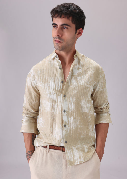 Dual Tone Beige Printed Shirt