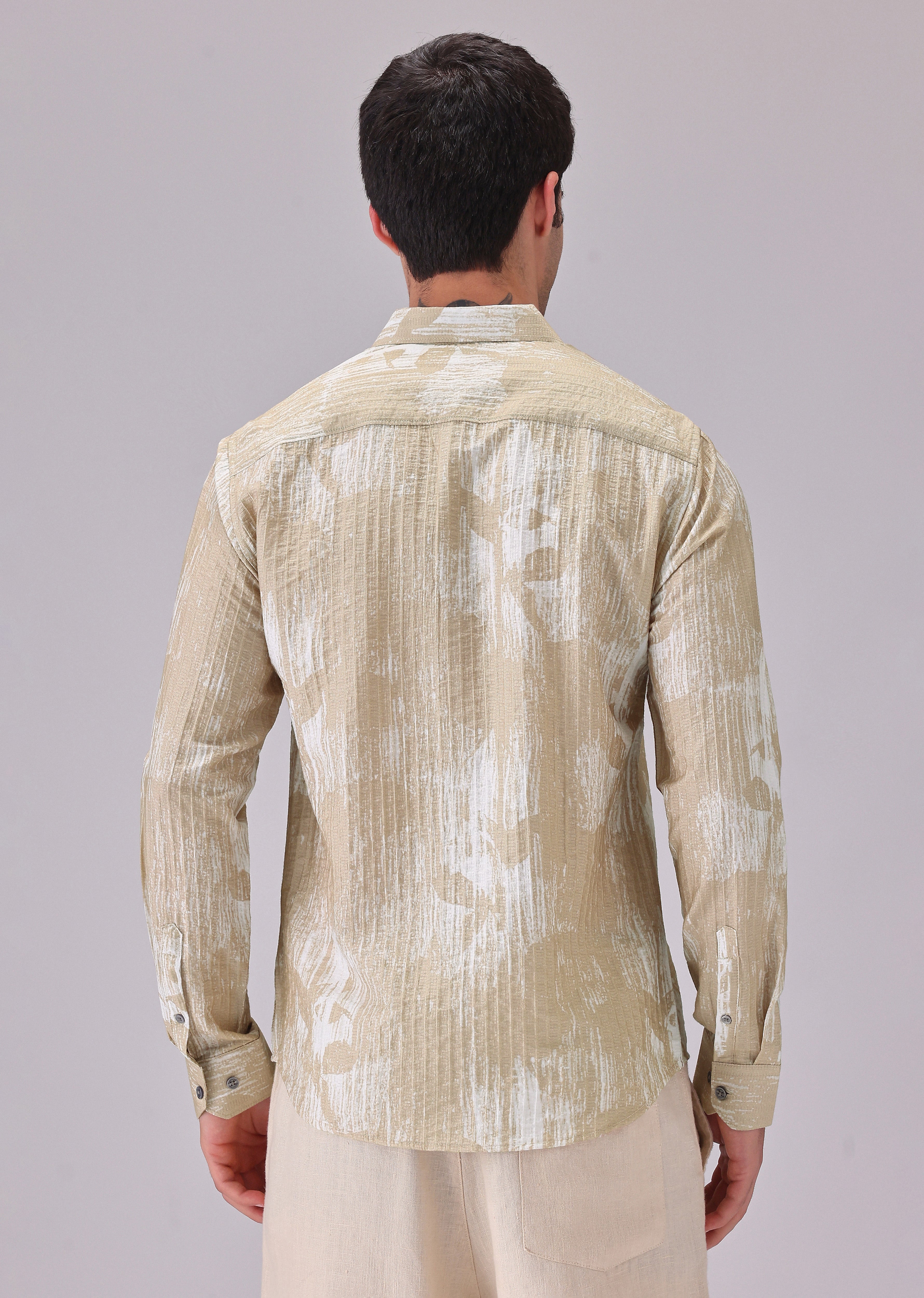 Dual Tone Beige Printed Shirt