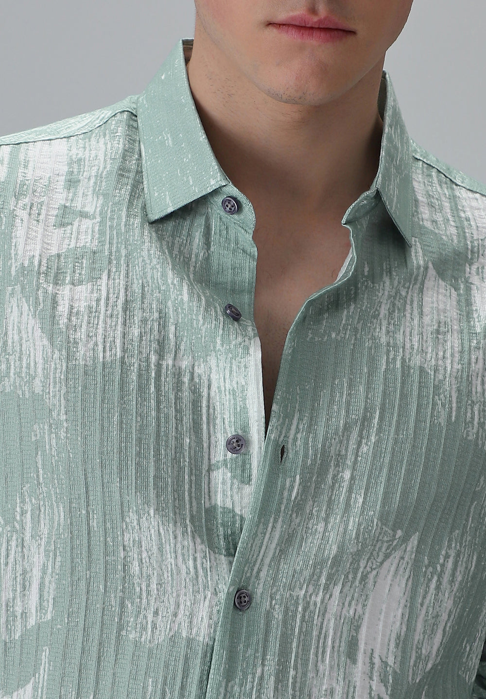Dual Tone  Green Printed Shirt