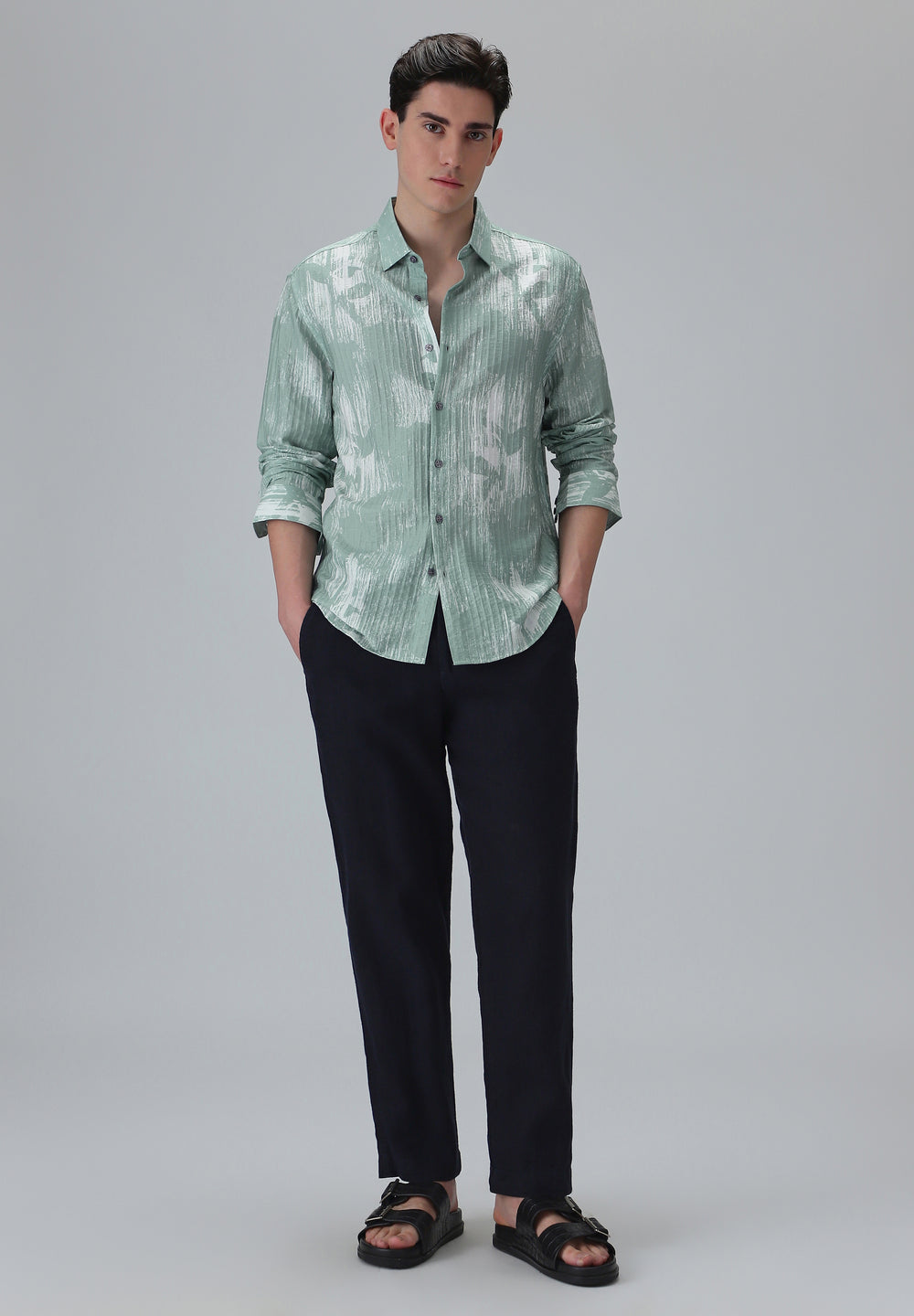 Dual Tone  Green Printed Shirt