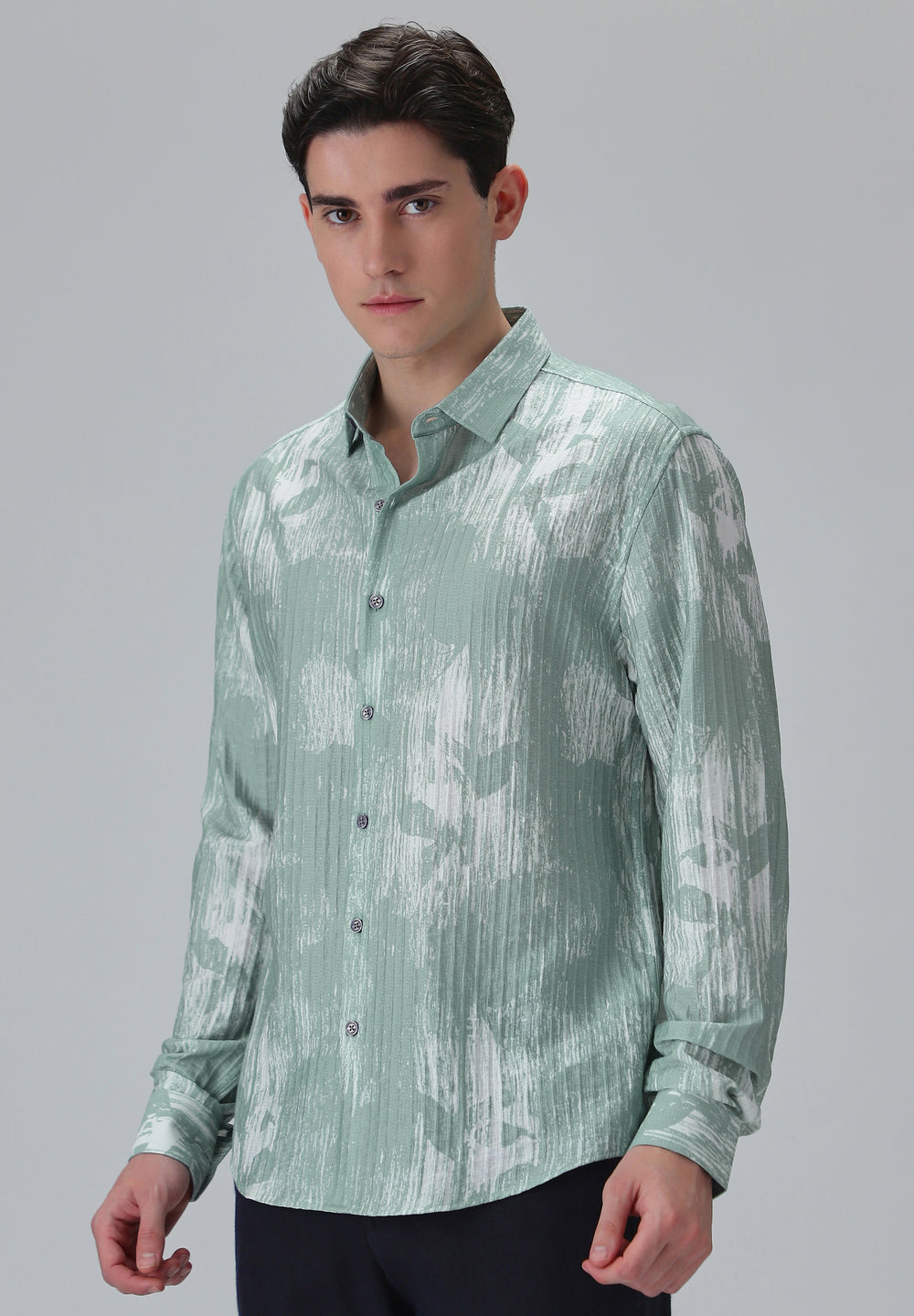 Dual Tone  Green Printed Shirt