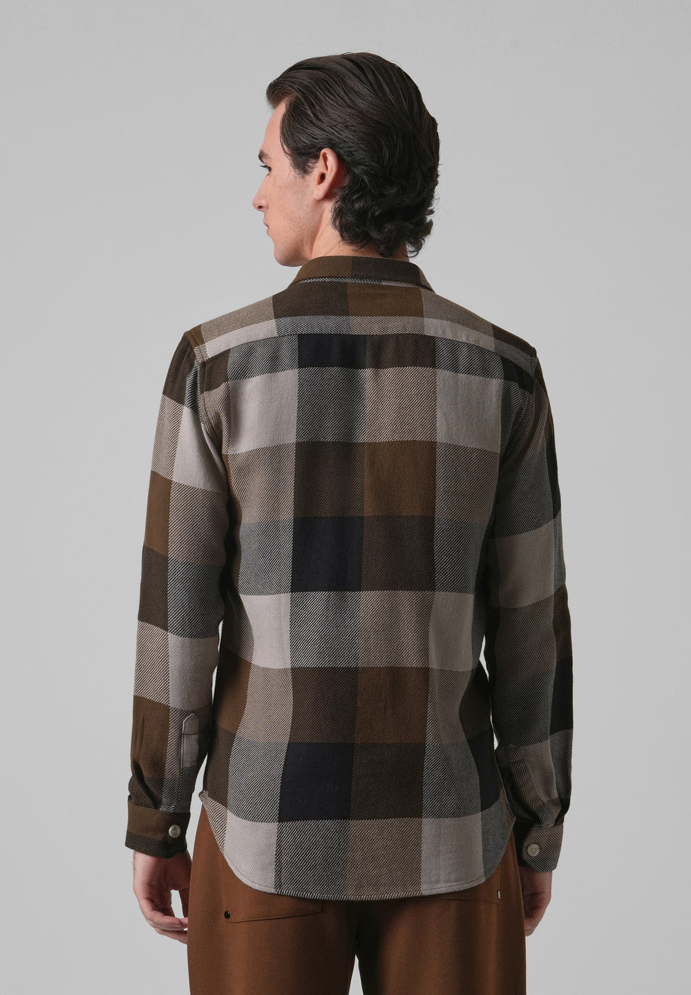 Dusky Brown Brushed Cotton Check Shirt