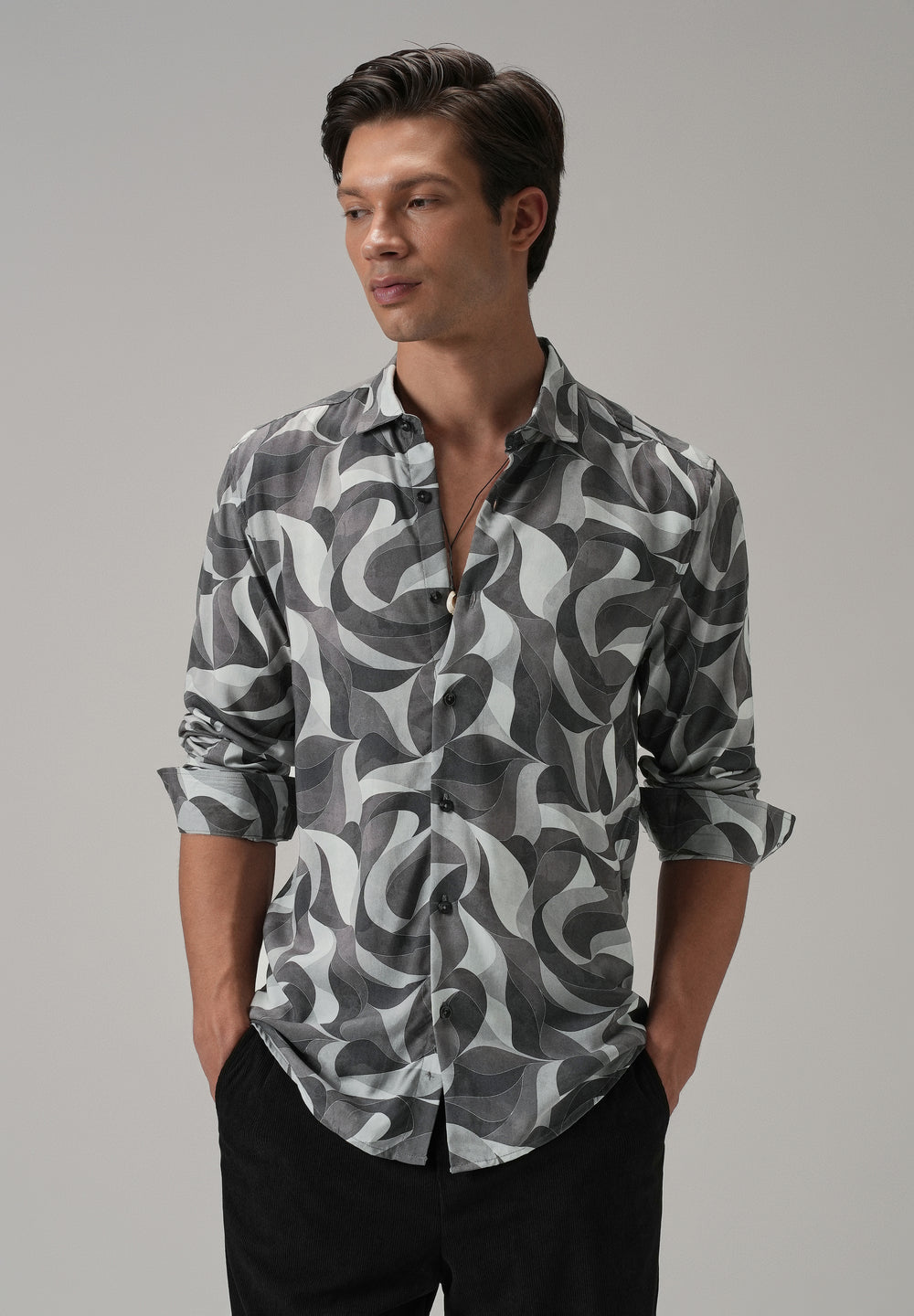 Dusky Violet Swirl Printed Shirt