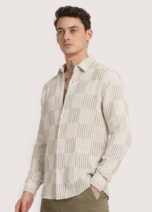 Dusty Brown Checker Textured Shirt