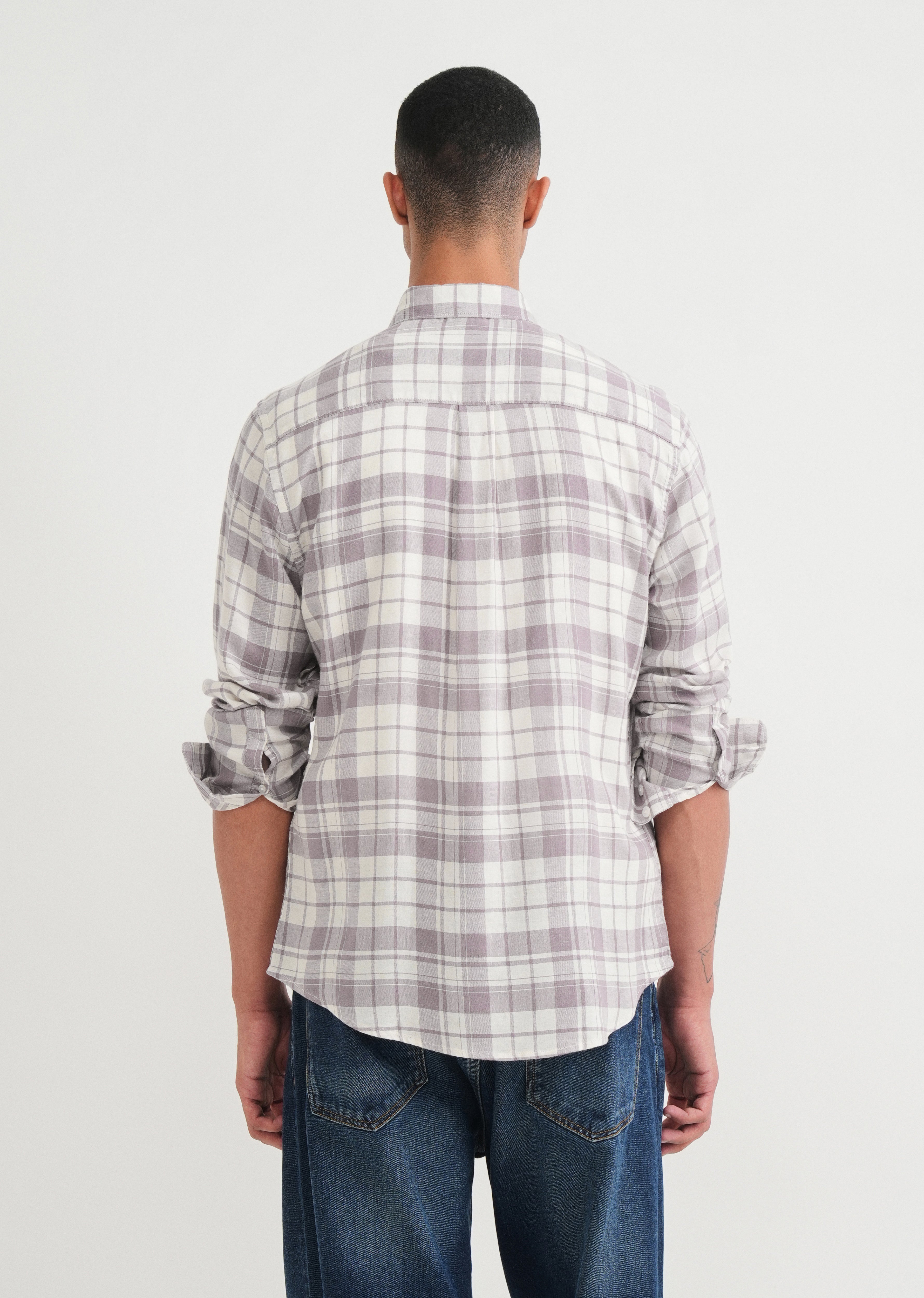 Dusty Mauve Lyocell Linen Check Shirt