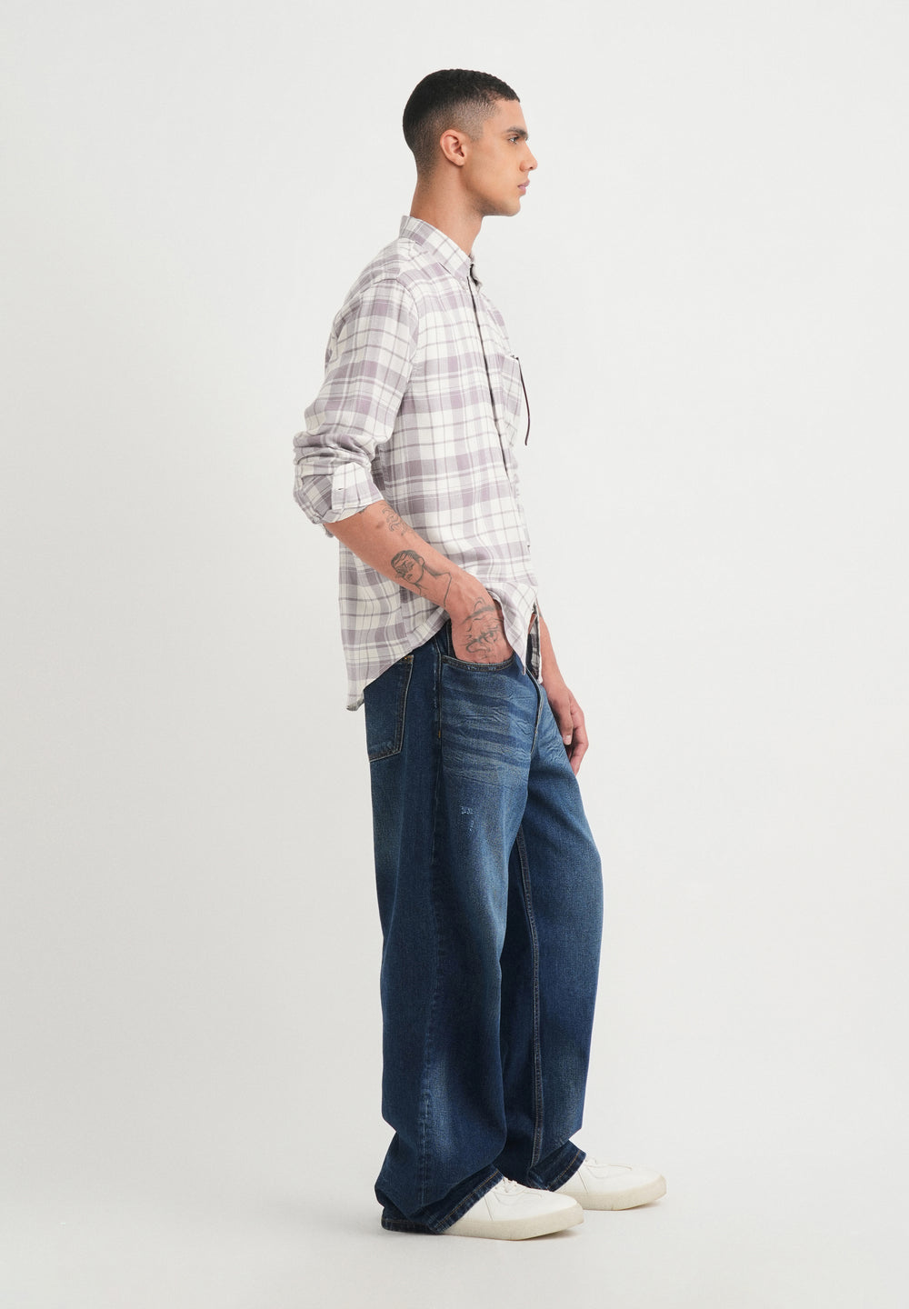 Dusty Mauve Lyocell Linen Check Shirt