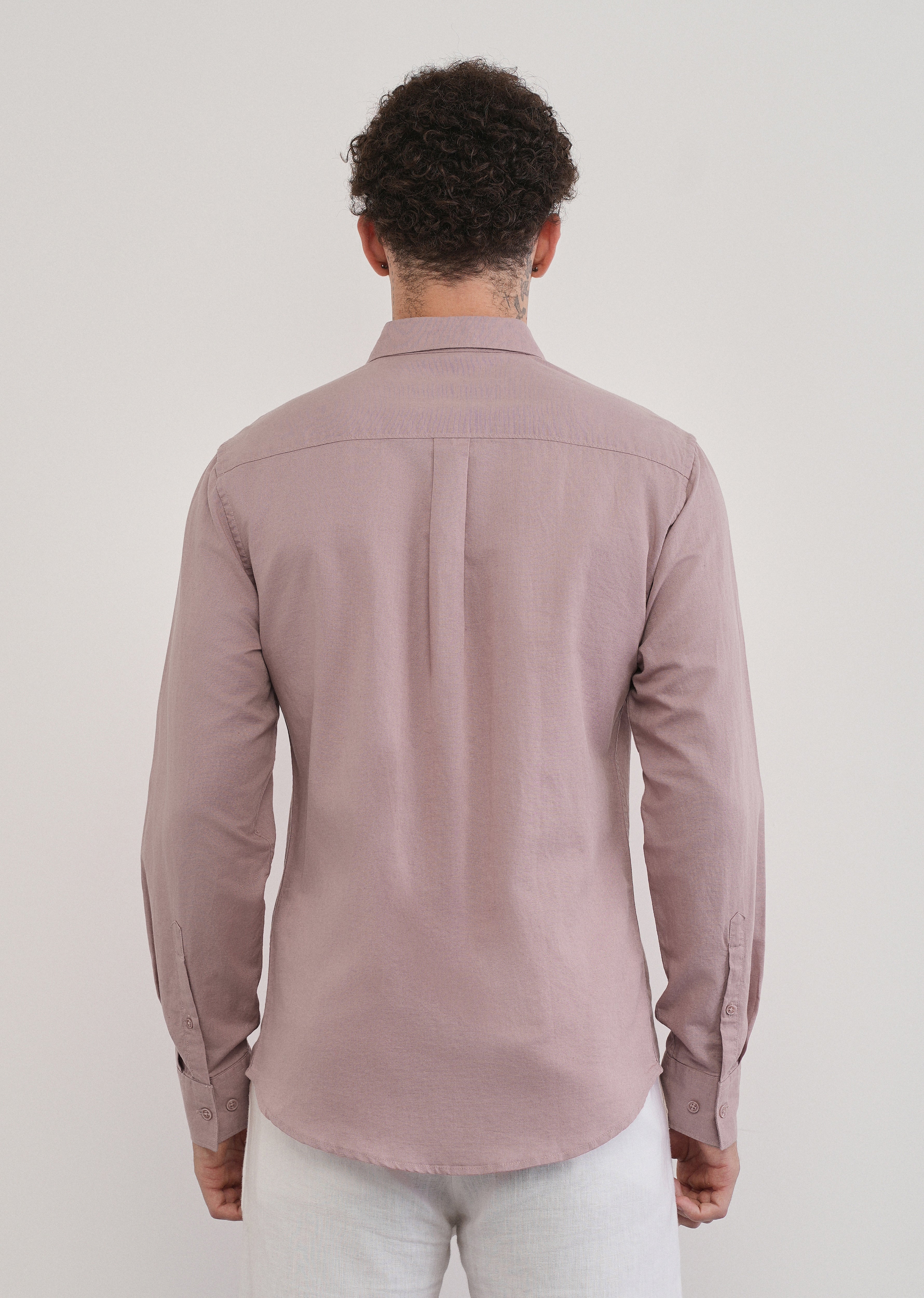 Dusty Rose Cotton Linen Flap Pocket Shirt