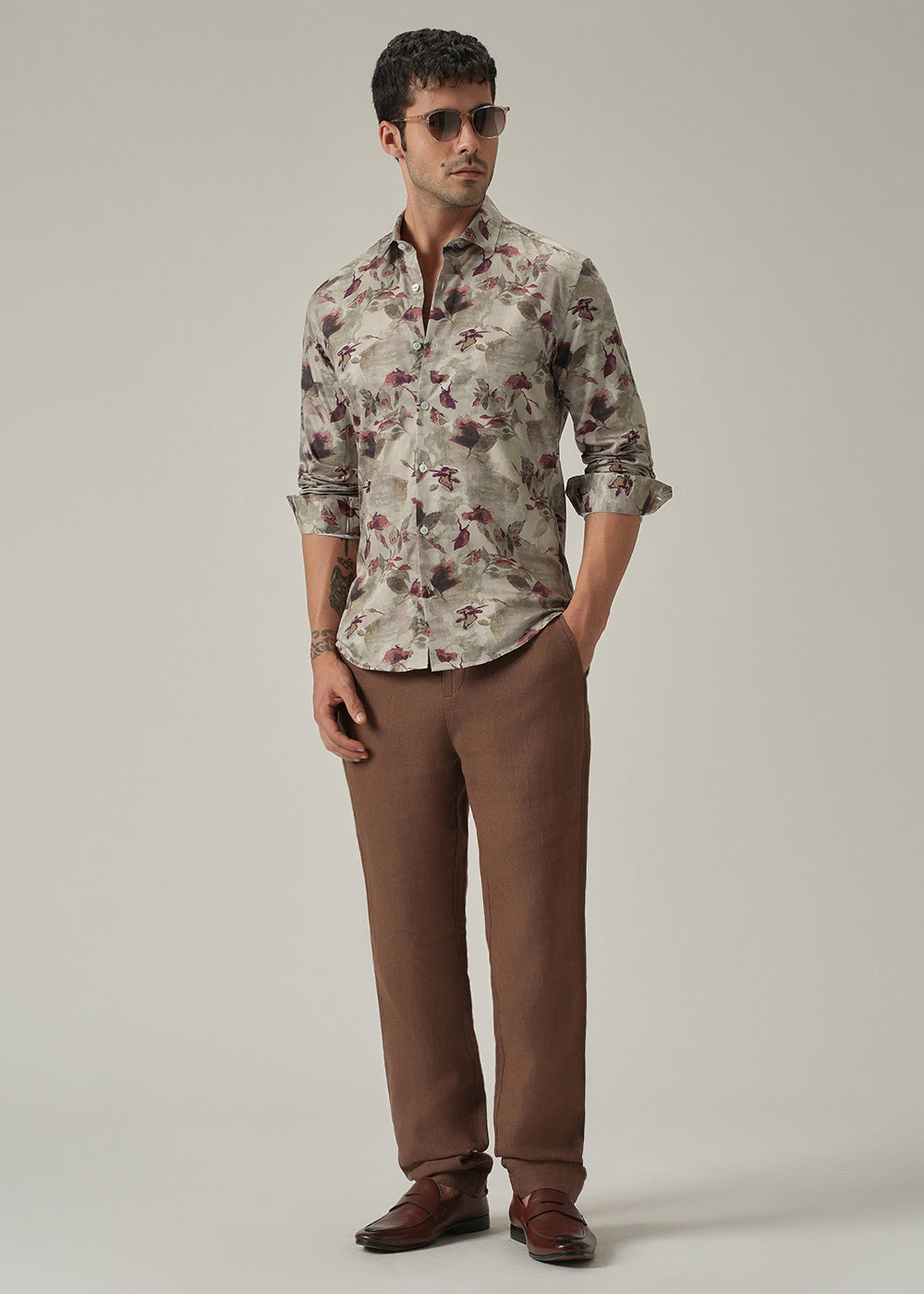 Dusty Rose Floral Print Shirt