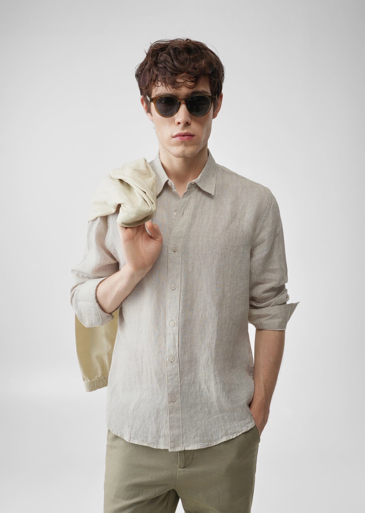 Beige 100% Pure Linen Shirt