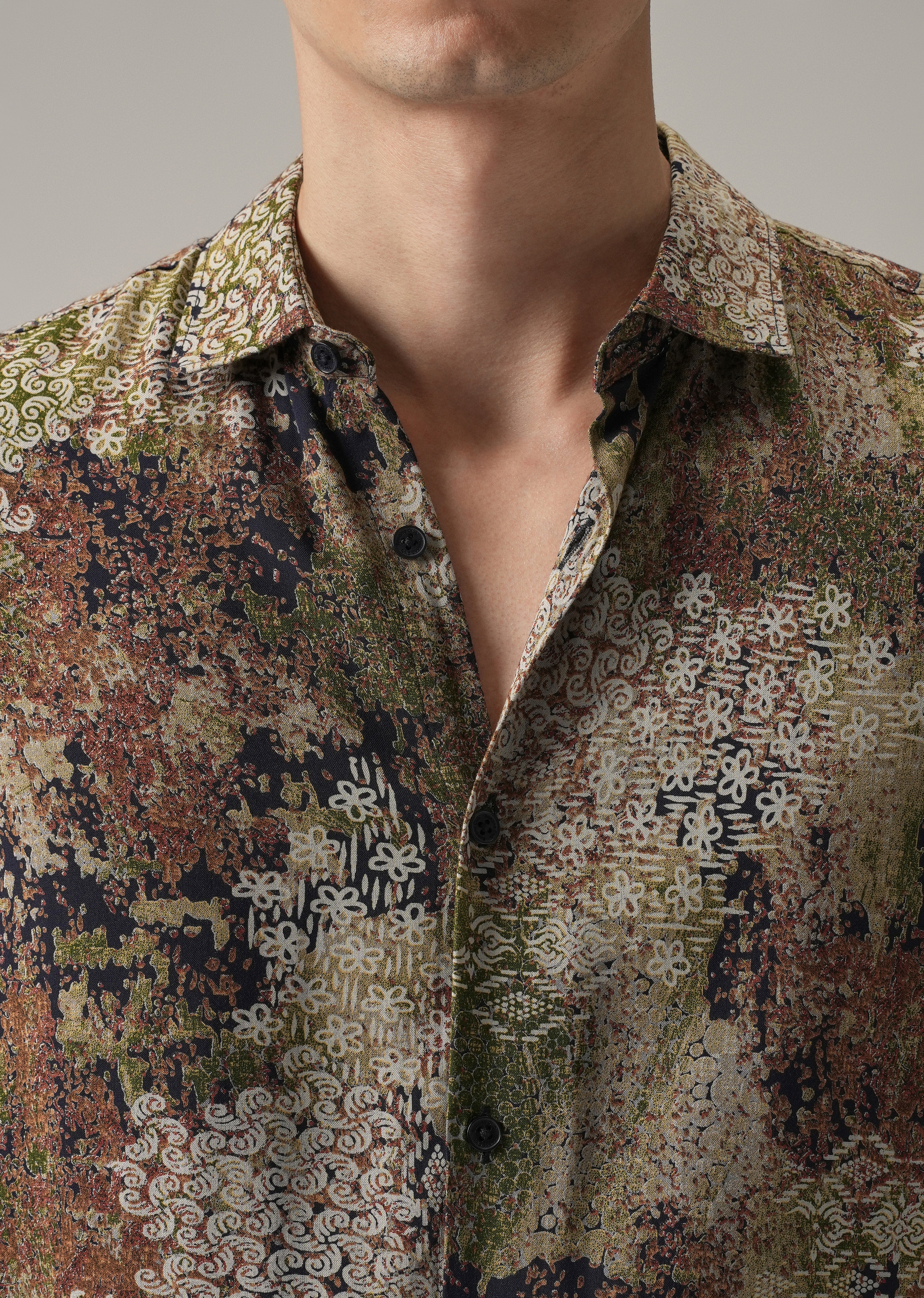 Earthen Camo Print Feather Shirt