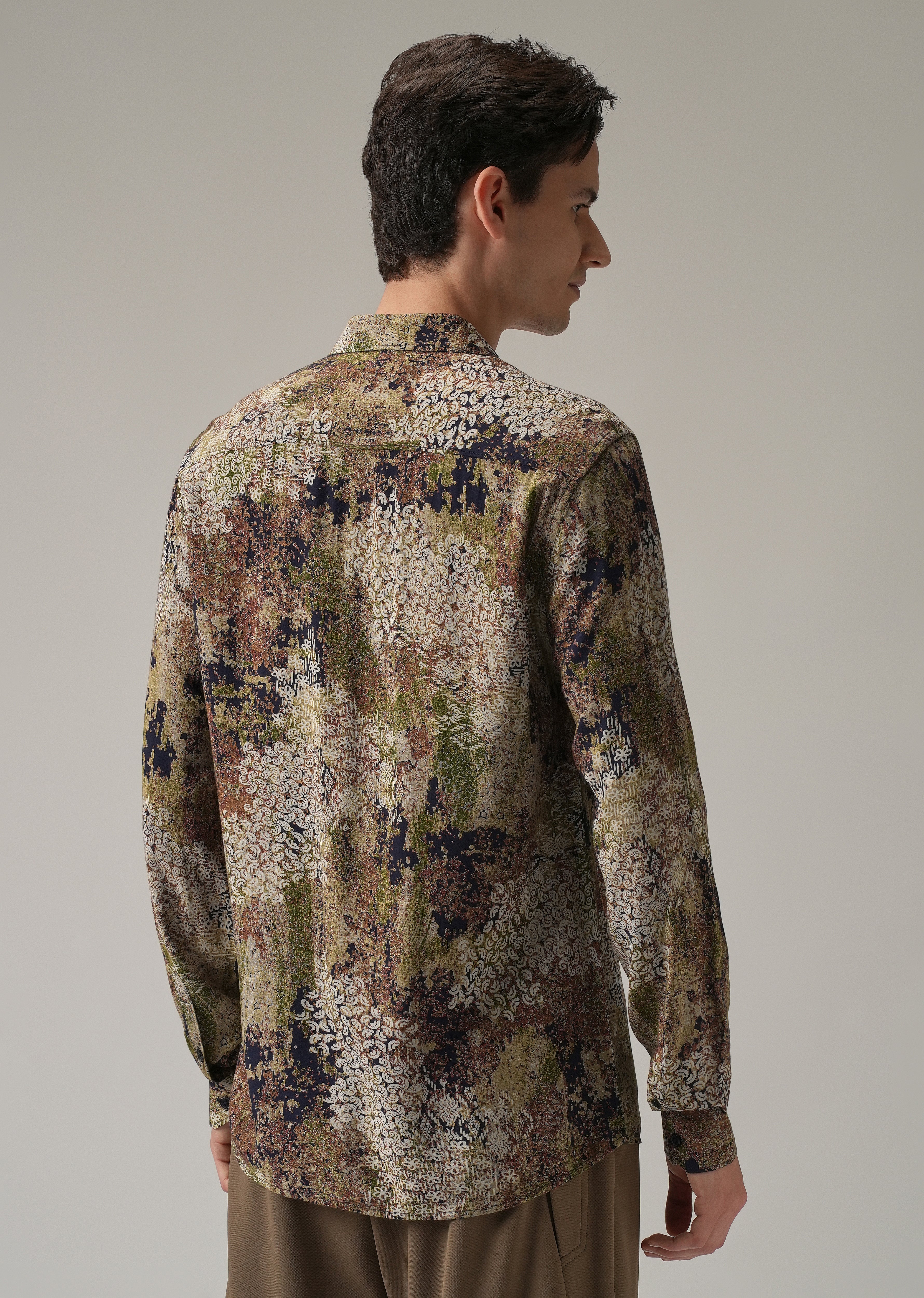 Earthen Camo Print Feather Shirt