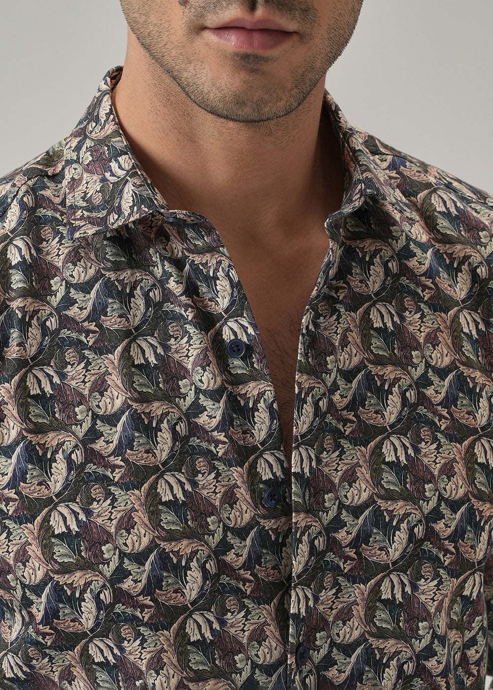 Earthy Leaf Print Shirt