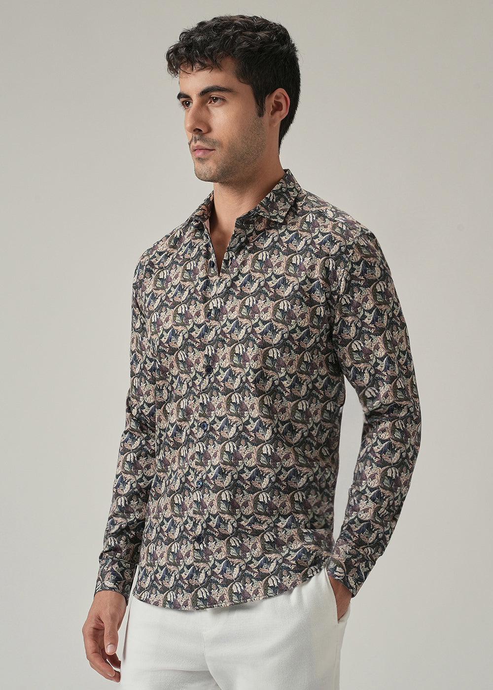 Earthy Leaf Print Shirt