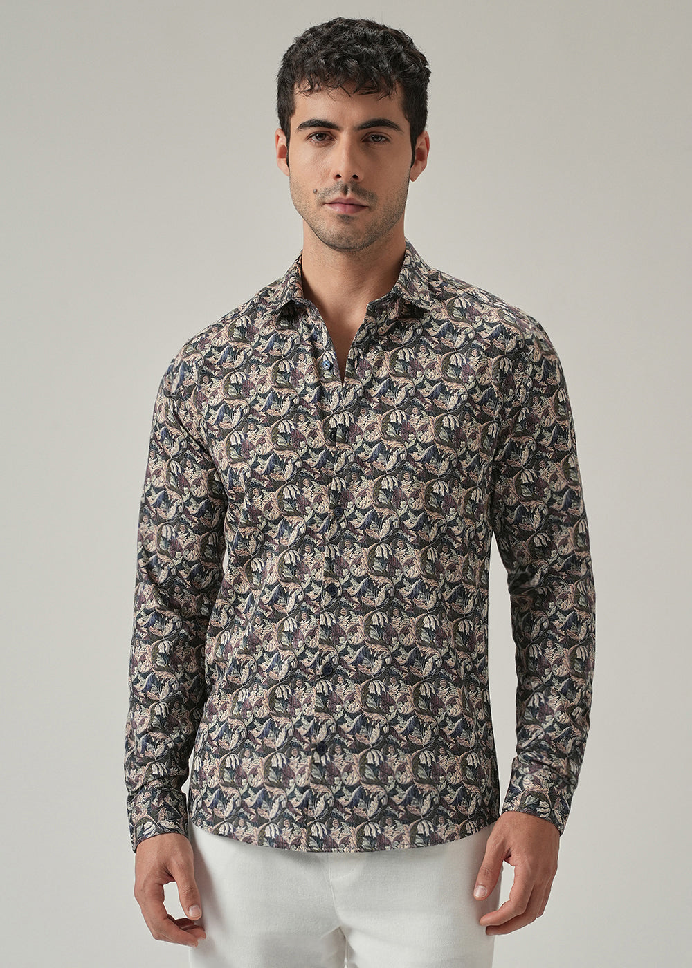 Earthy Leaf Print Shirt