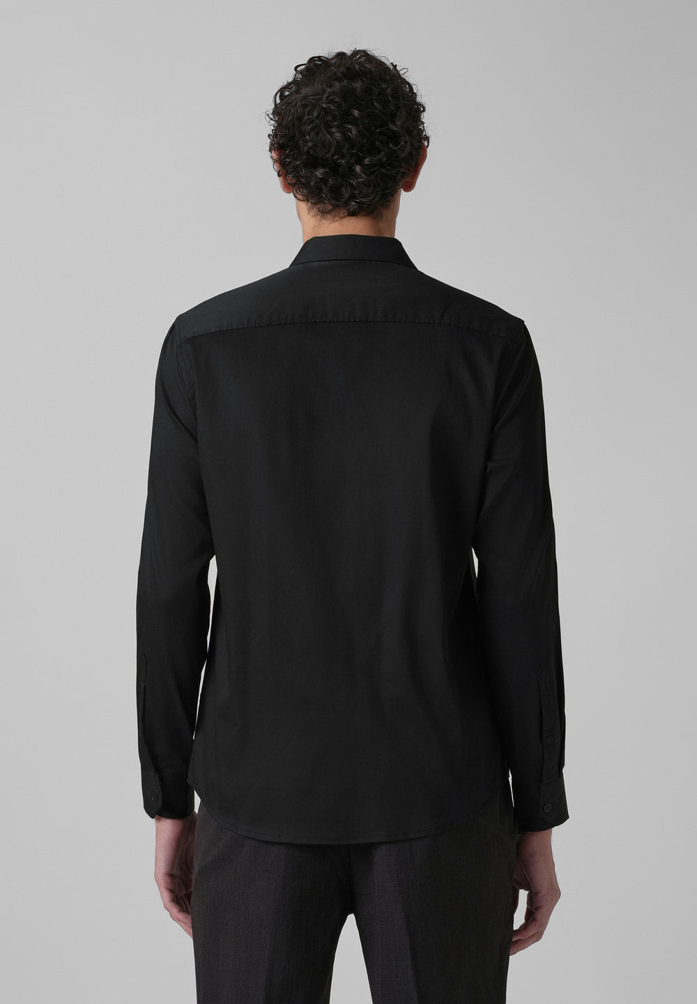 Ebony Black Plain Satin Shirt