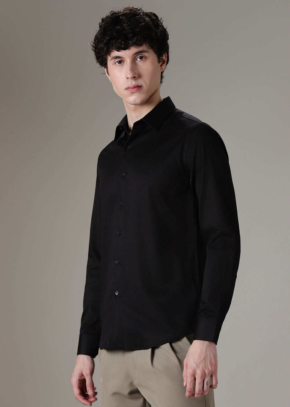 Ebony Black Satin Shirt