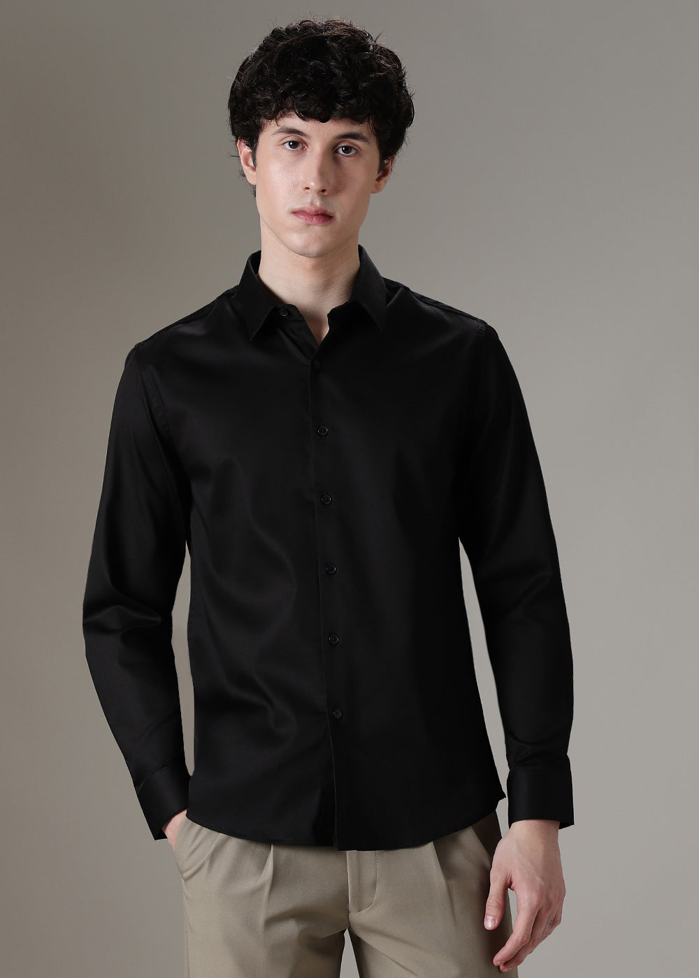 Ebony Black Satin Shirt