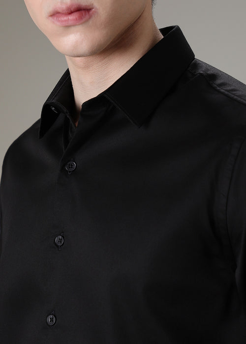 Ebony Black Satin Shirt