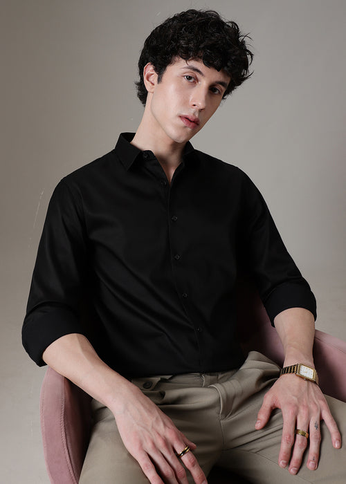 Ebony Black Satin Shirt