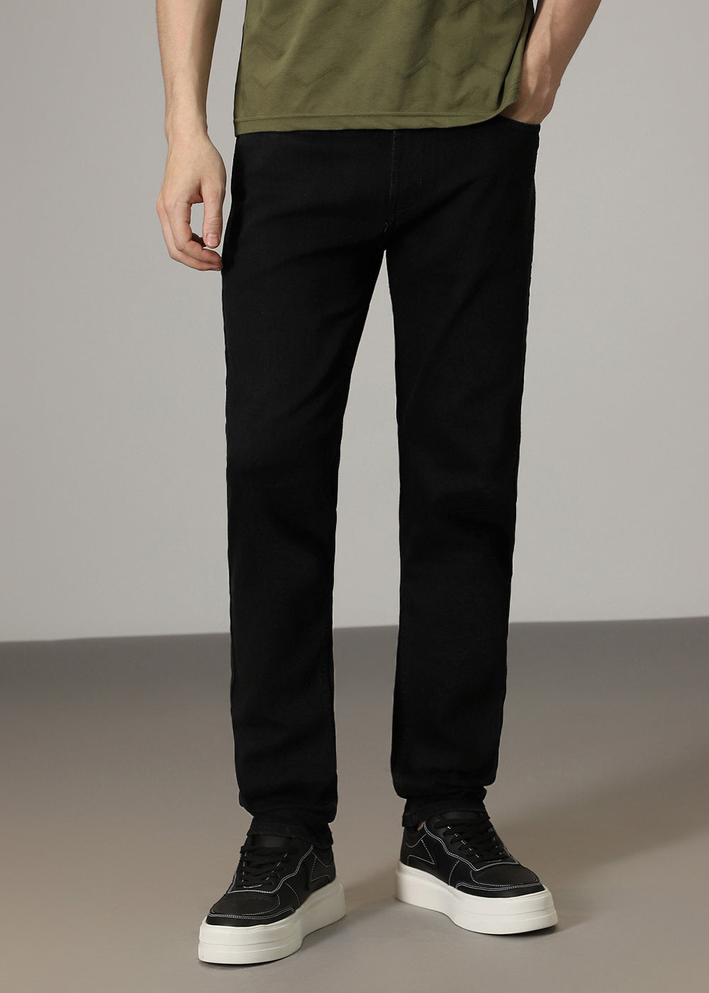 Ebony Black Straight Fit Denim