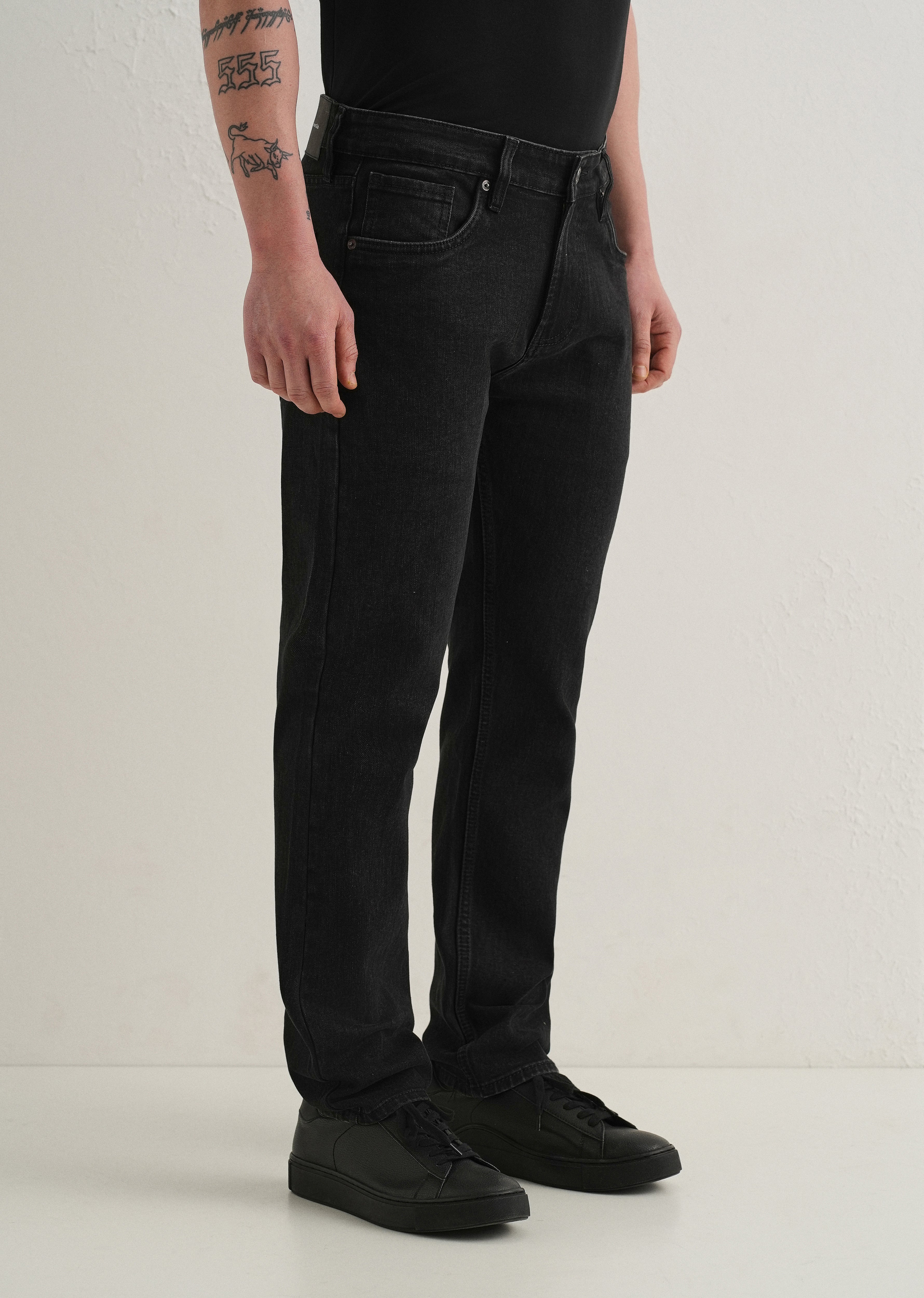 Ebony Black Straight Fit Denim