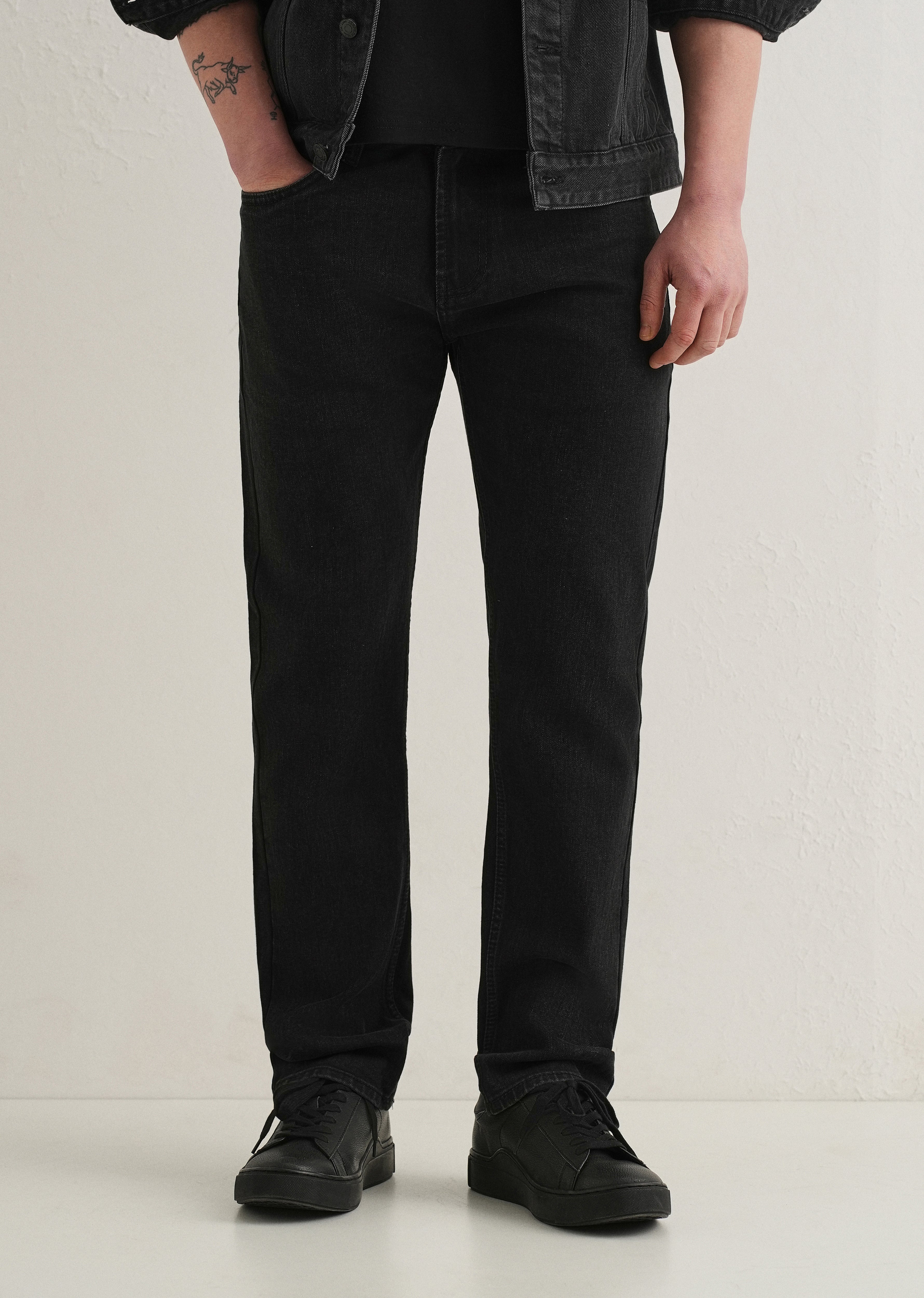 Ebony Black Straight Fit Denim