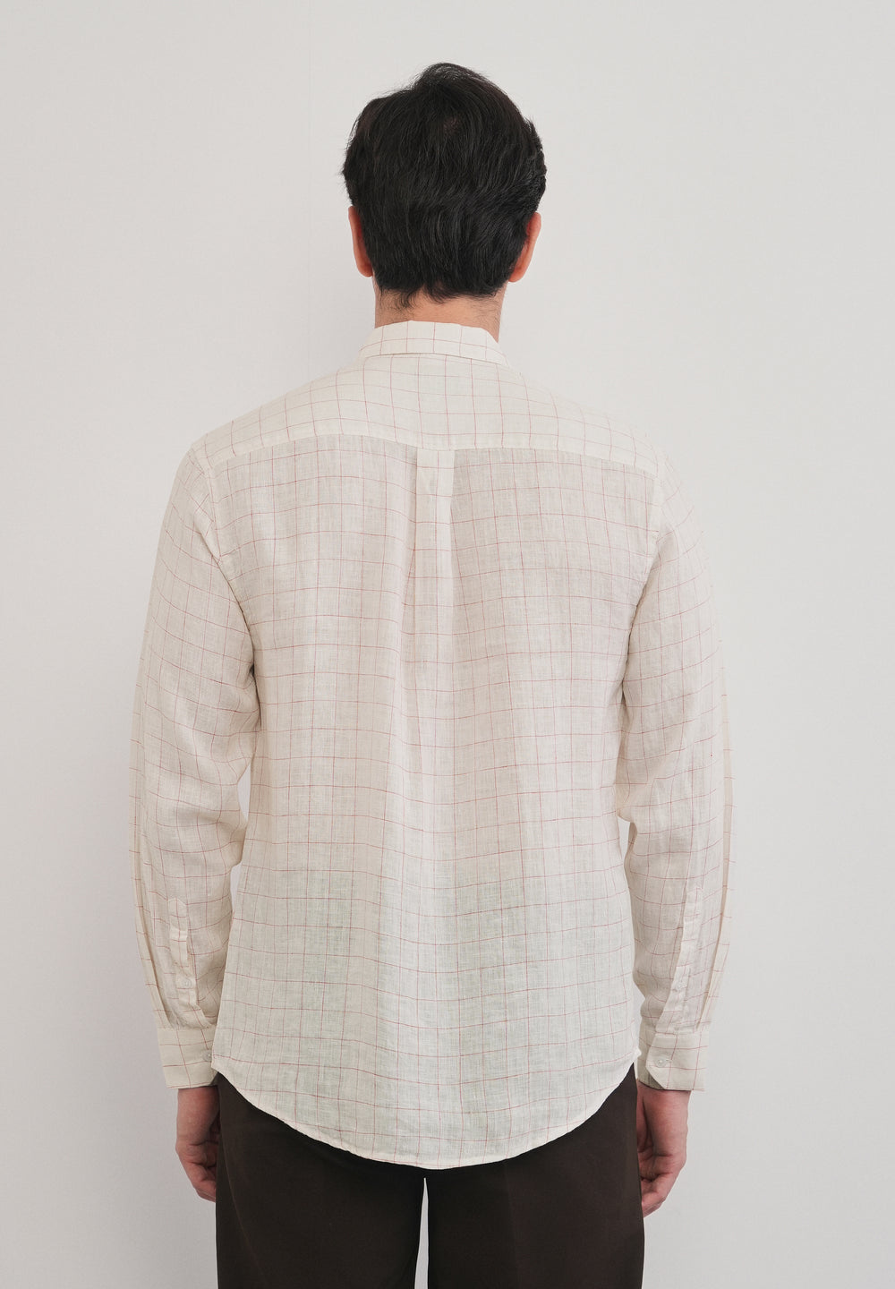 Ecru 100% Pure Linen Check Shirt