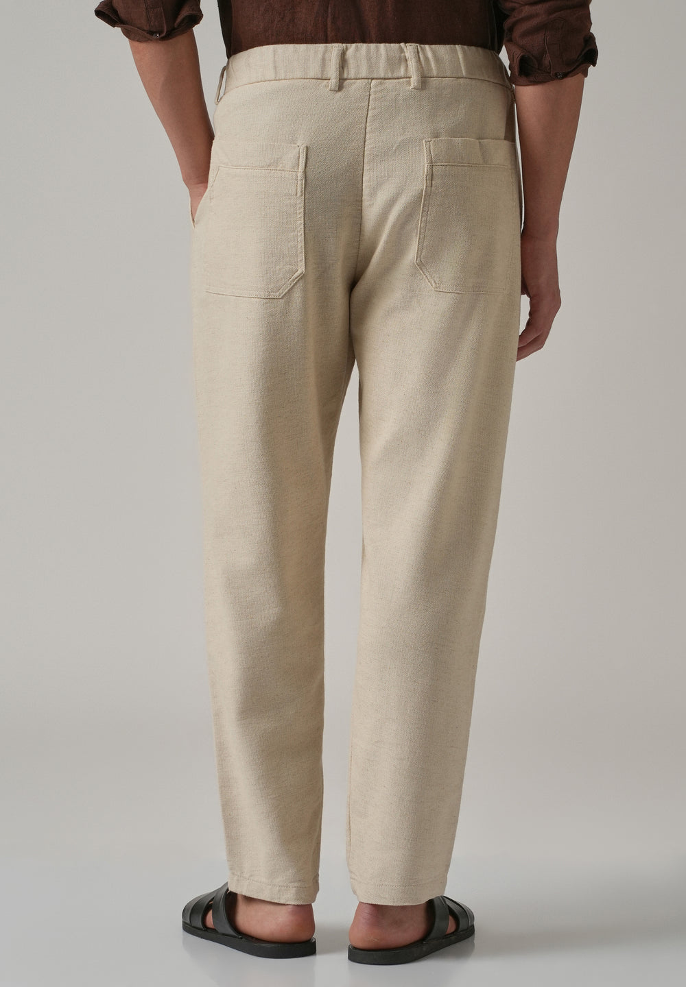 Ecru Beige Blended Linen Pant