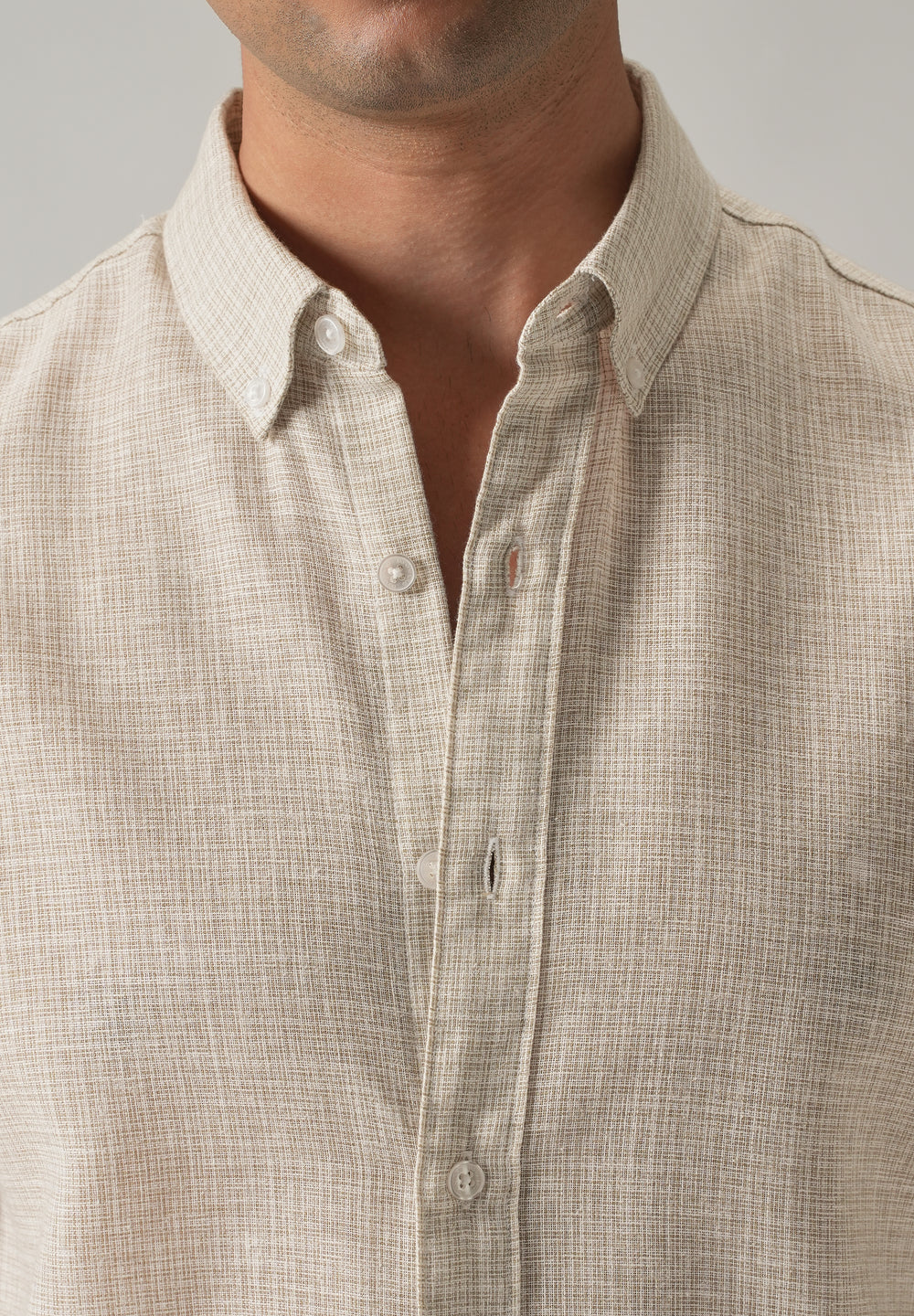 Ecru Beige Blended Linen shirt