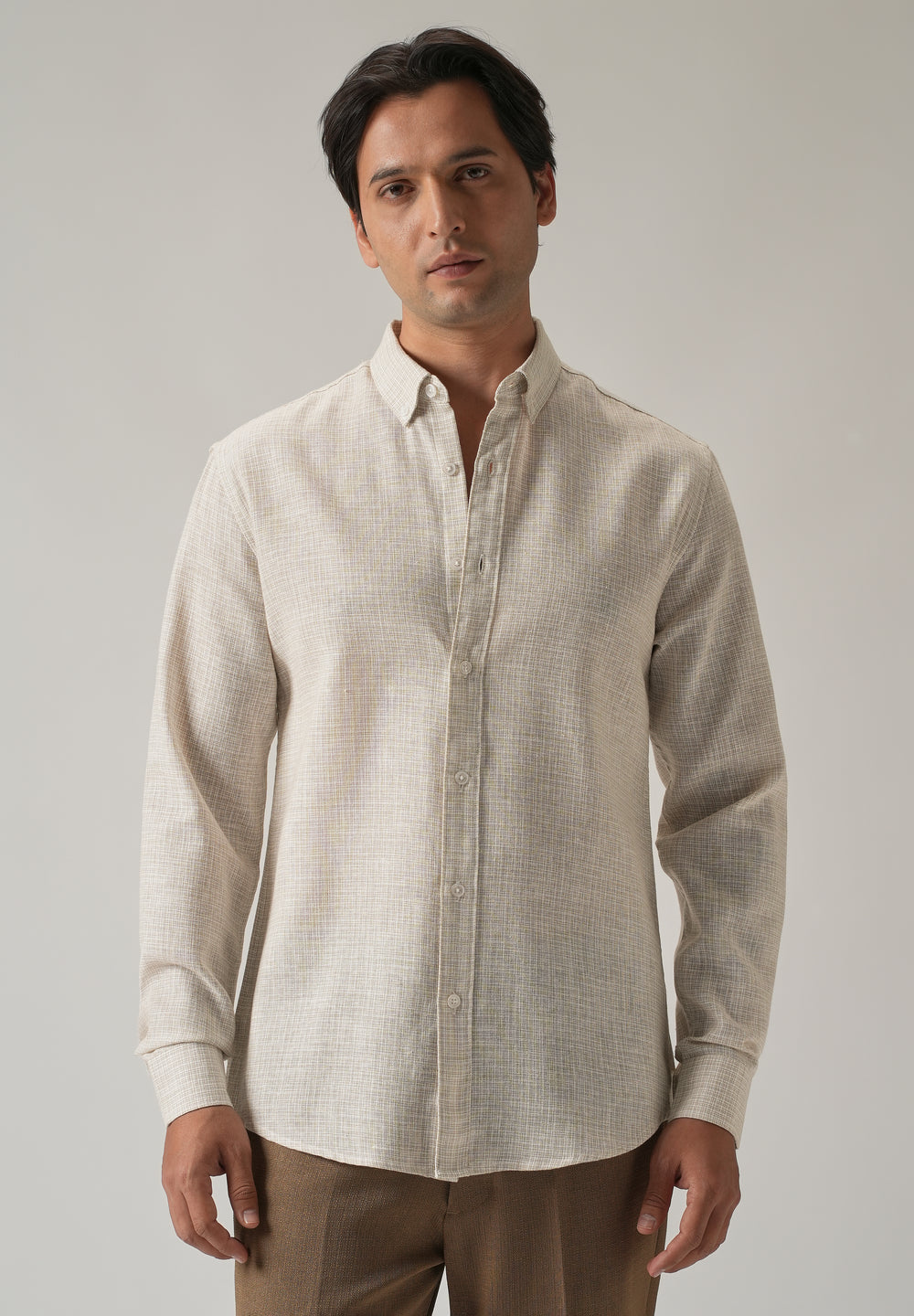 Ecru Beige Blended Linen shirt