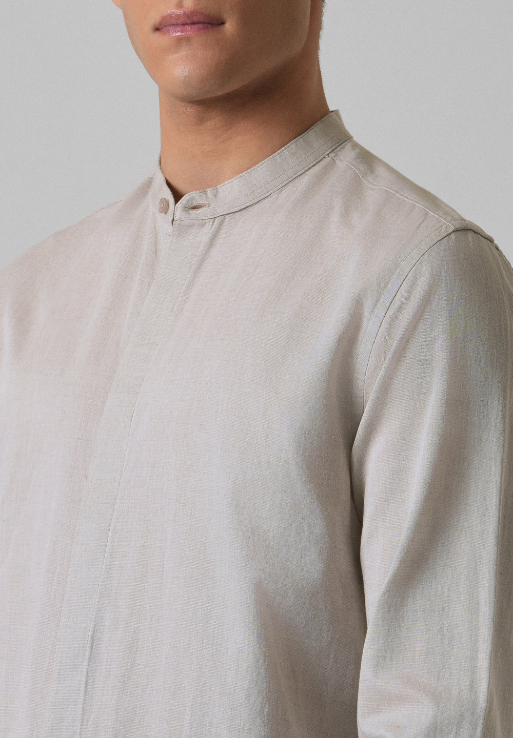 Ecru Beige Cotton Linen Shirt