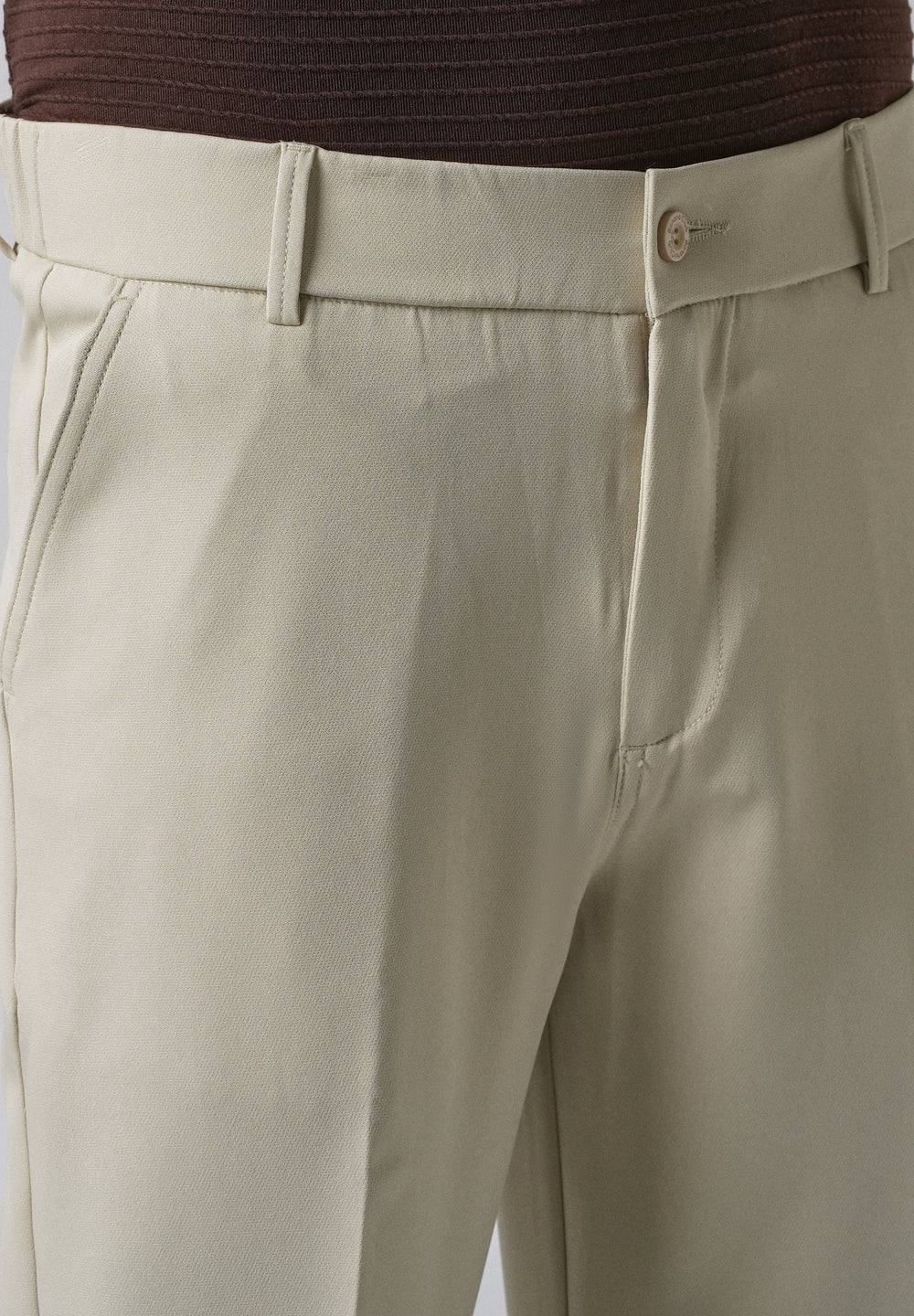 Ecru Beige Relaxed Fit Trousers