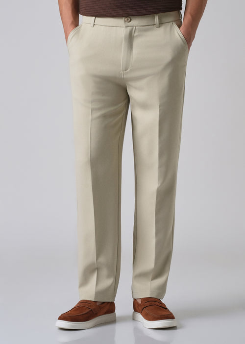 Ecru Beige Relaxed Fit Trousers