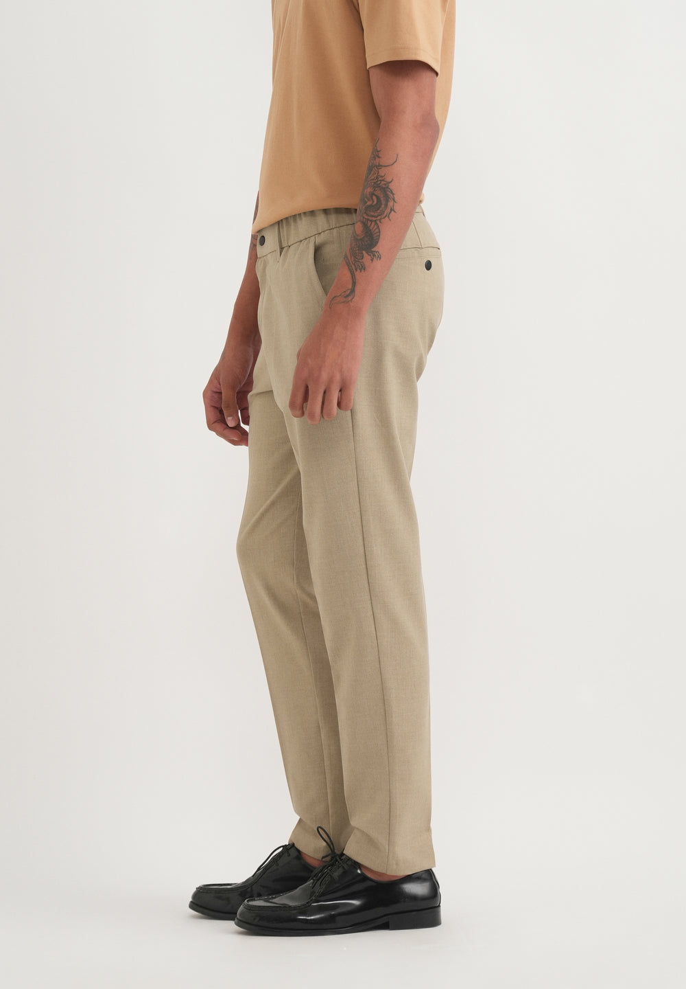 Ecru Beige Semi-Elasticated Trouser