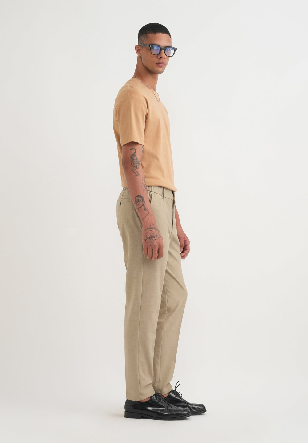 Ecru Beige Semi-Elasticated Trouser