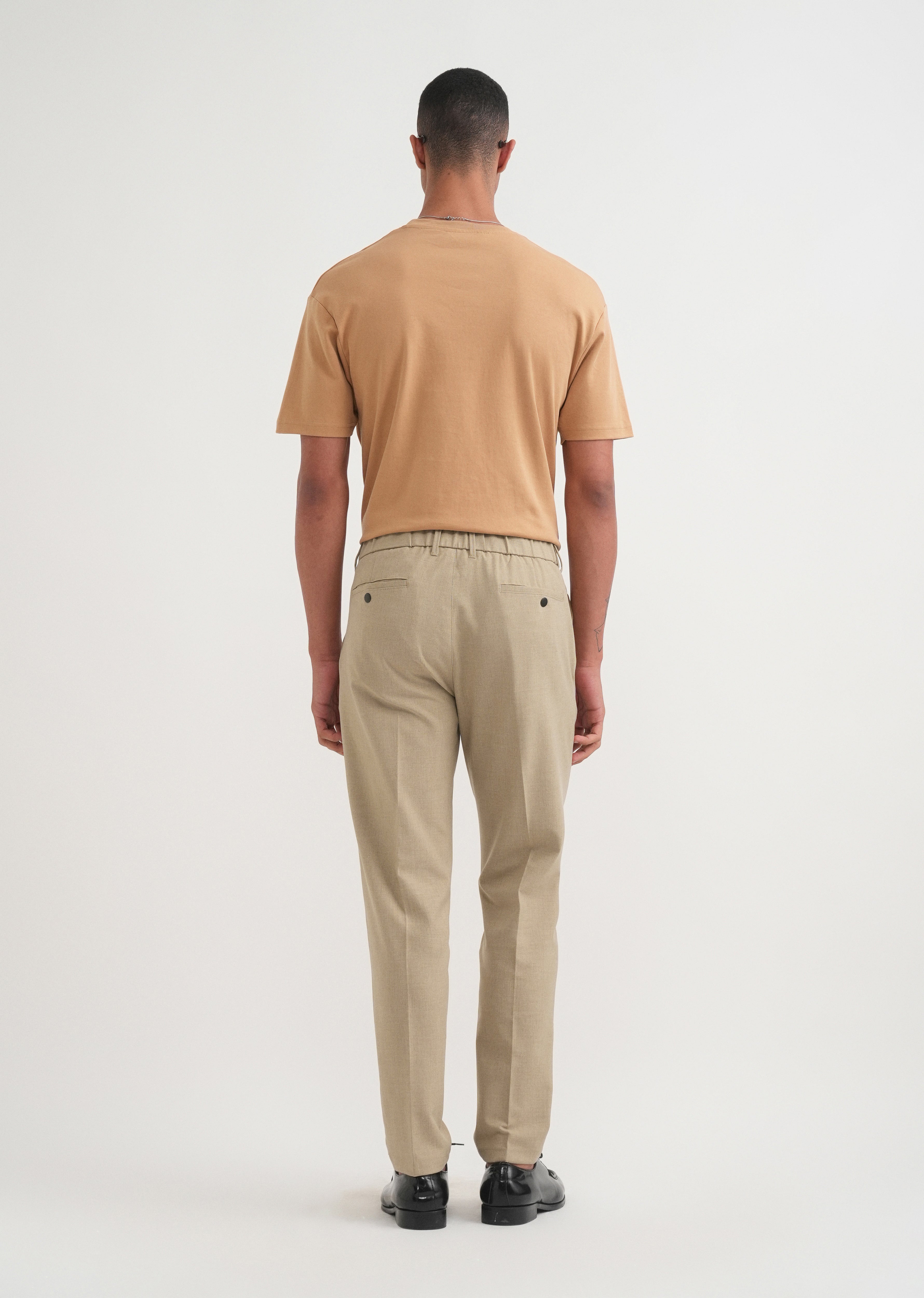 Ecru Beige Semi-Elasticated Trouser