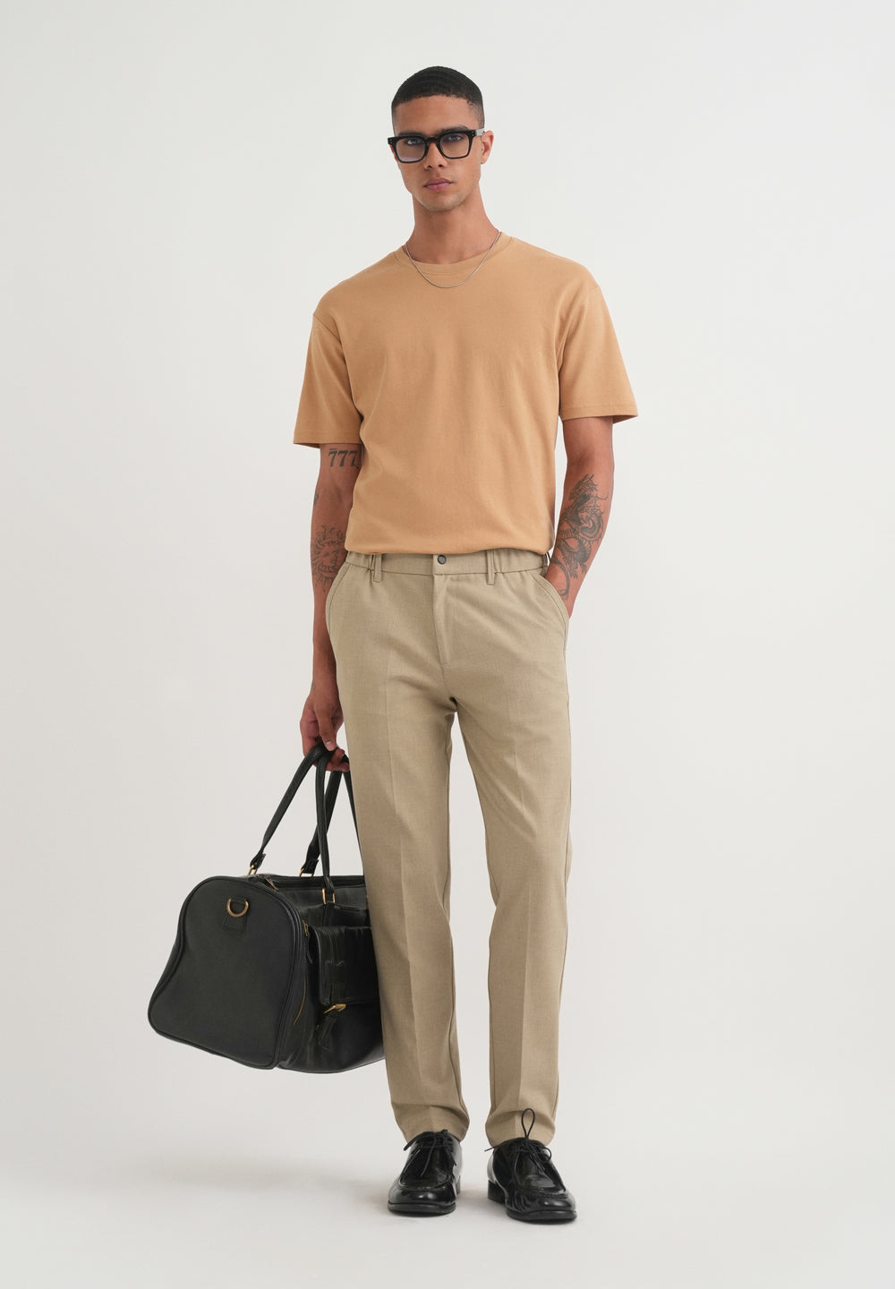 Ecru Beige Semi-Elasticated Trouser