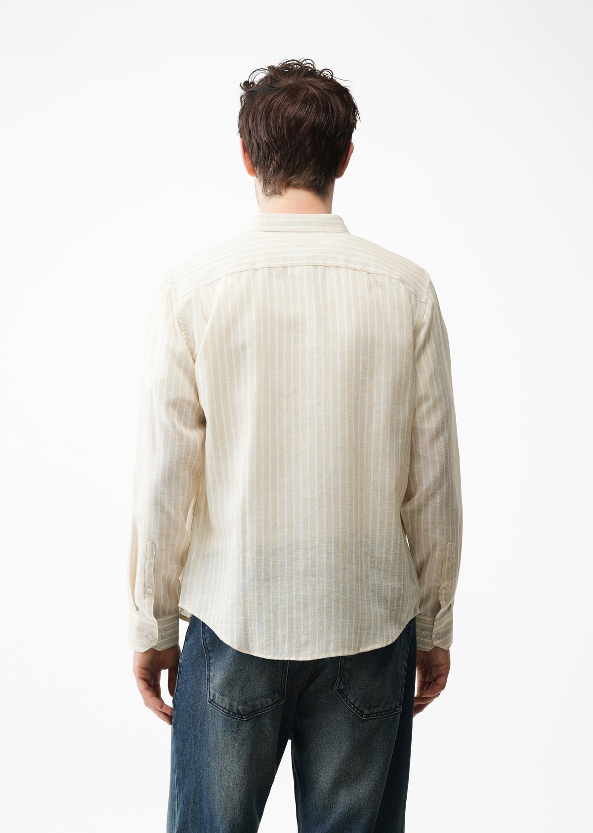 Ecru Beige Striped Linen Shirt