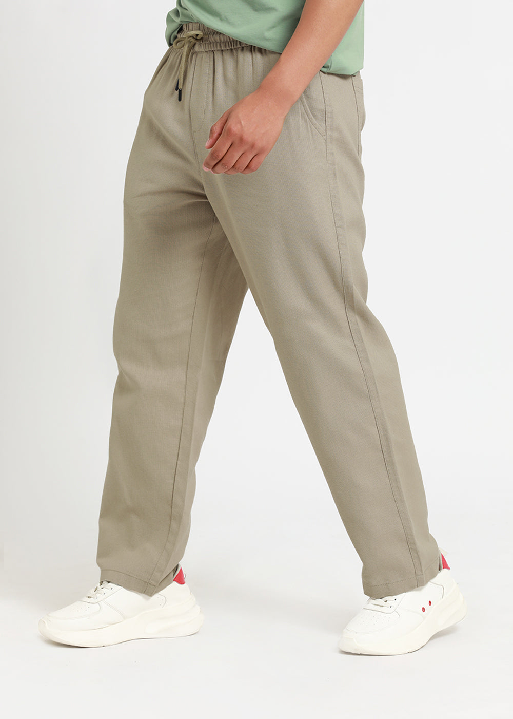 Ecru Beige Textured Pants
