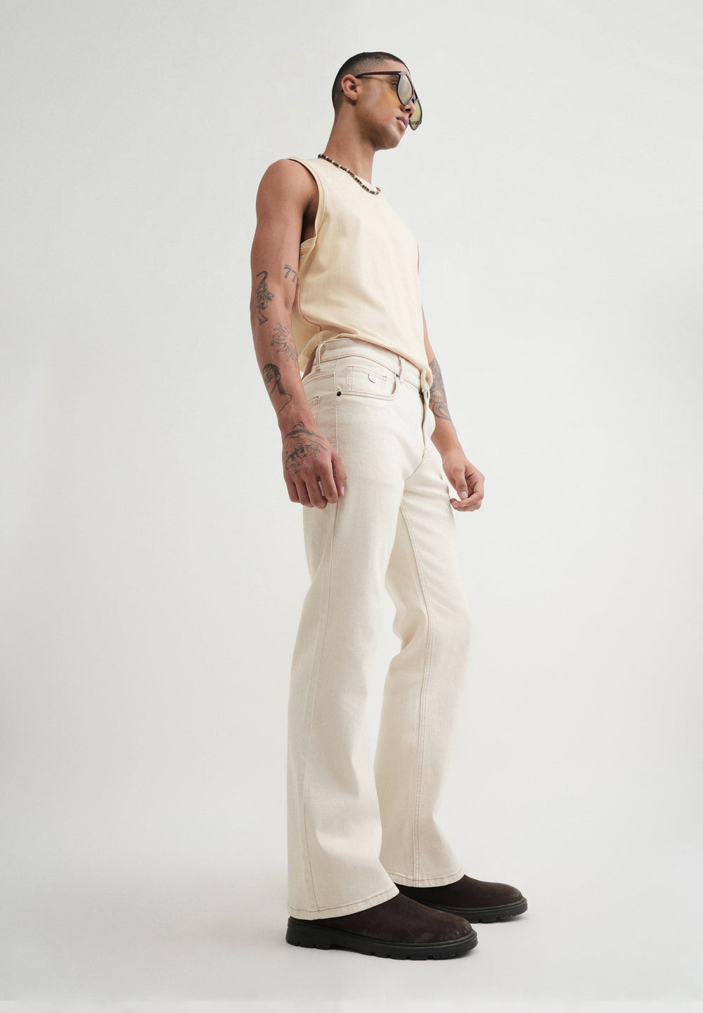 Ecru Bootcut Jeans