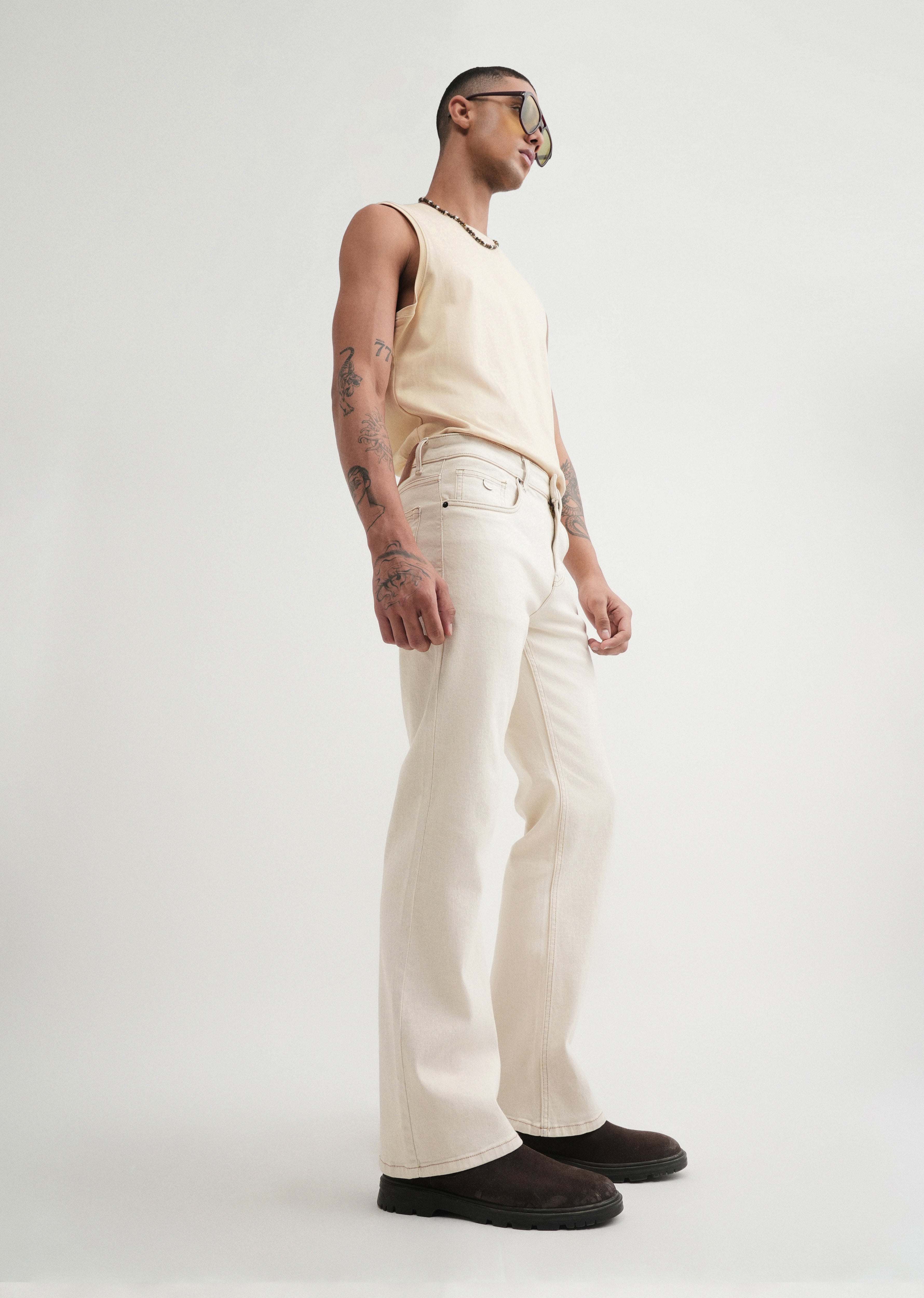Ecru Bootcut Jeans