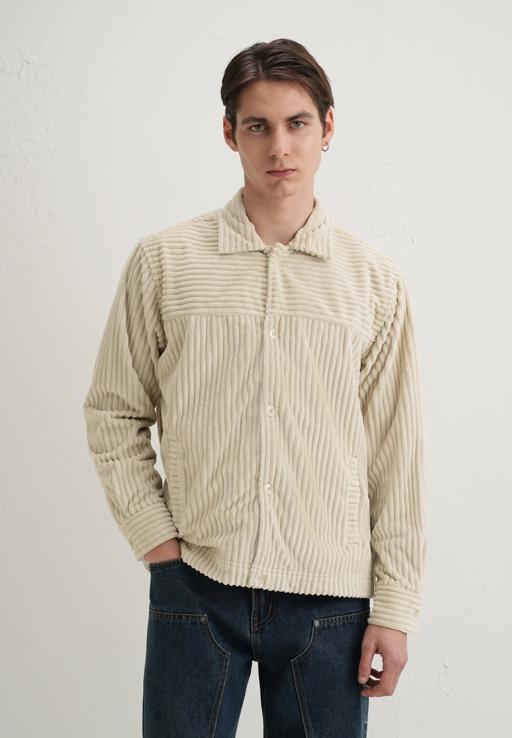 Ecru Corduroy Shacket