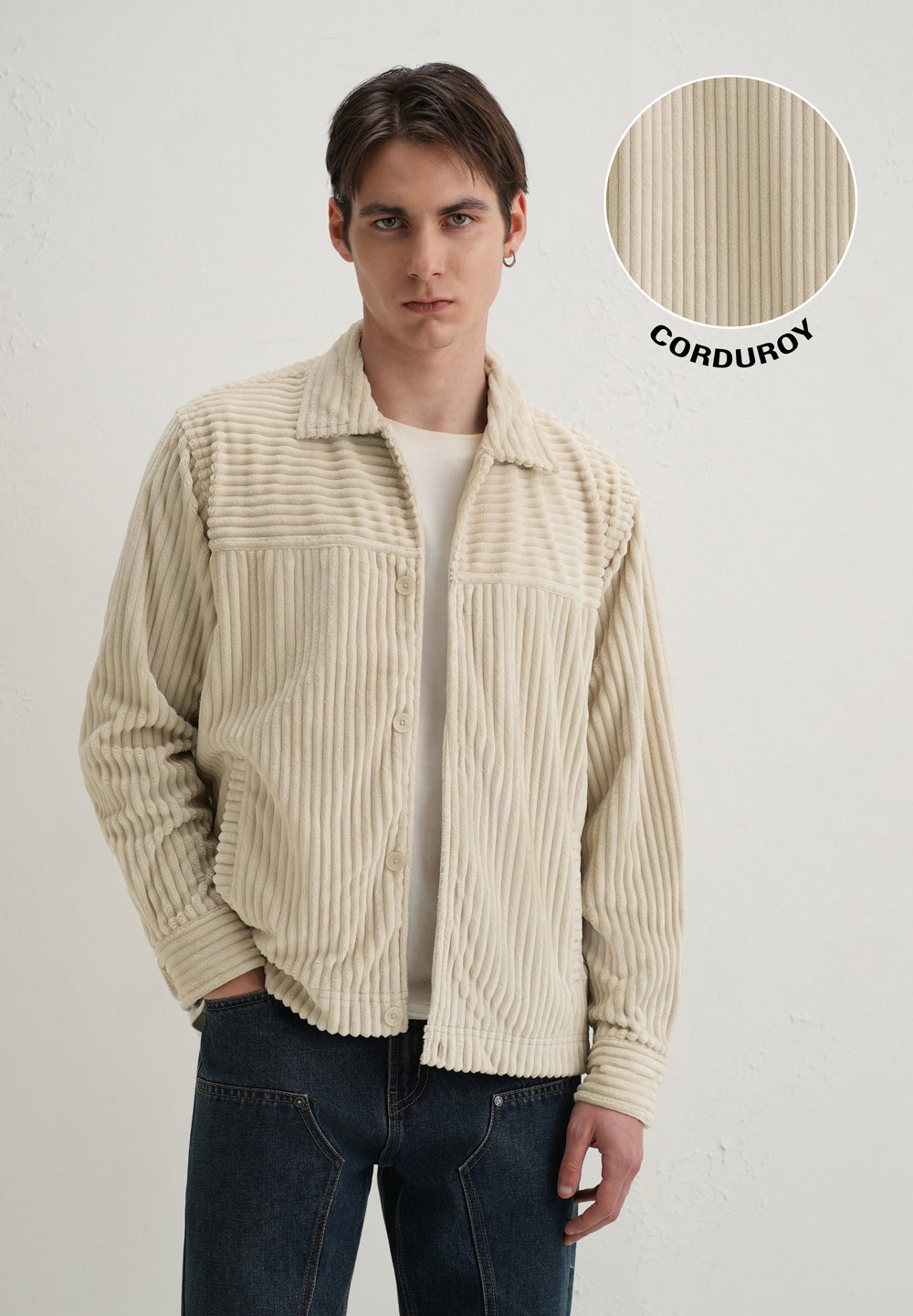 Ecru Corduroy Shacket
