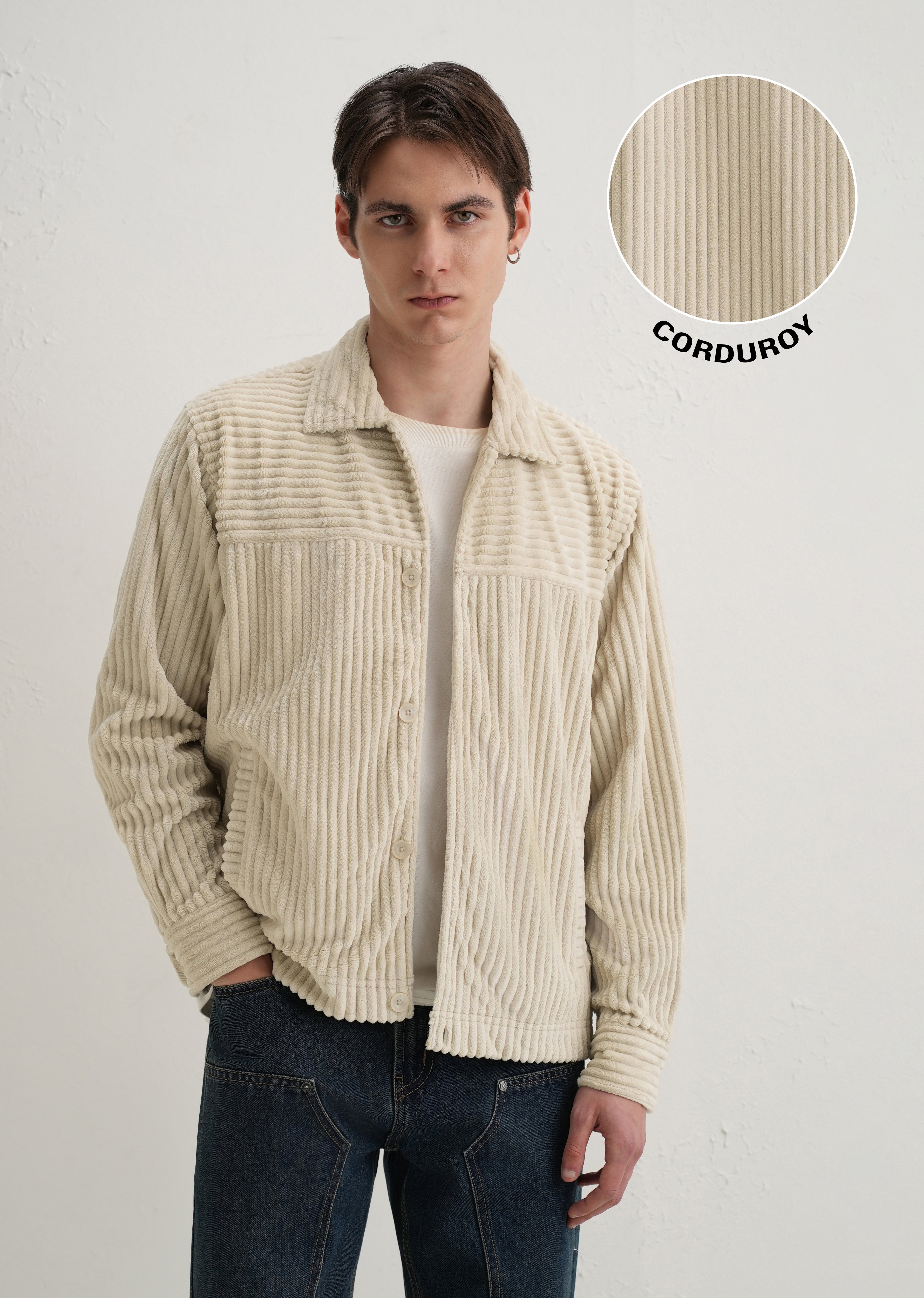 Ecru Corduroy Shacket