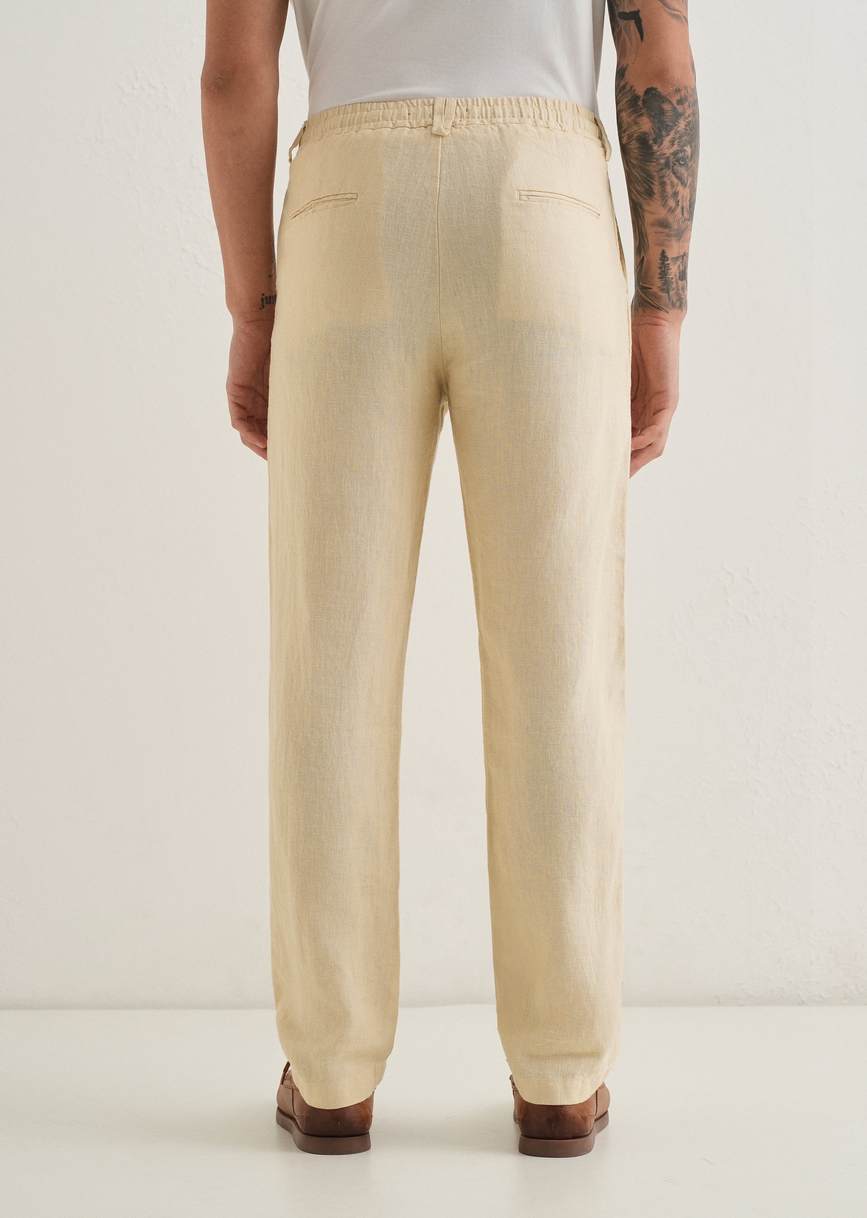 Ecru Cream Linen Pant