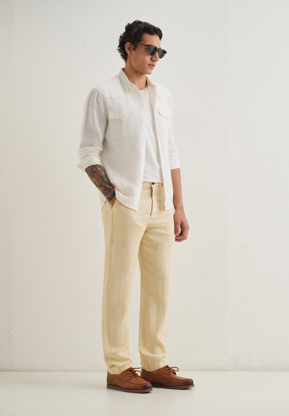Ecru Cream Linen Pant