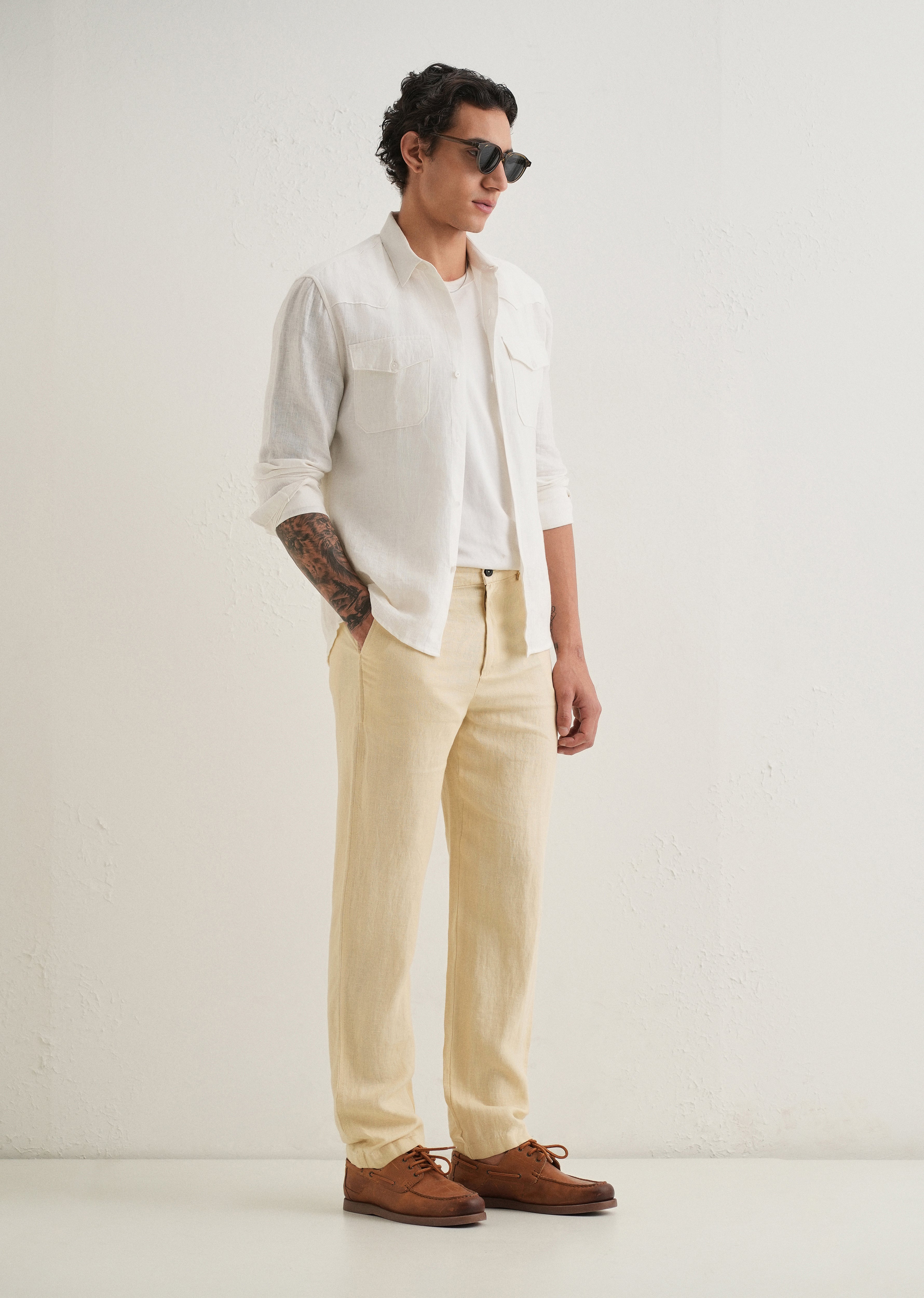 Ecru Cream Linen Pant